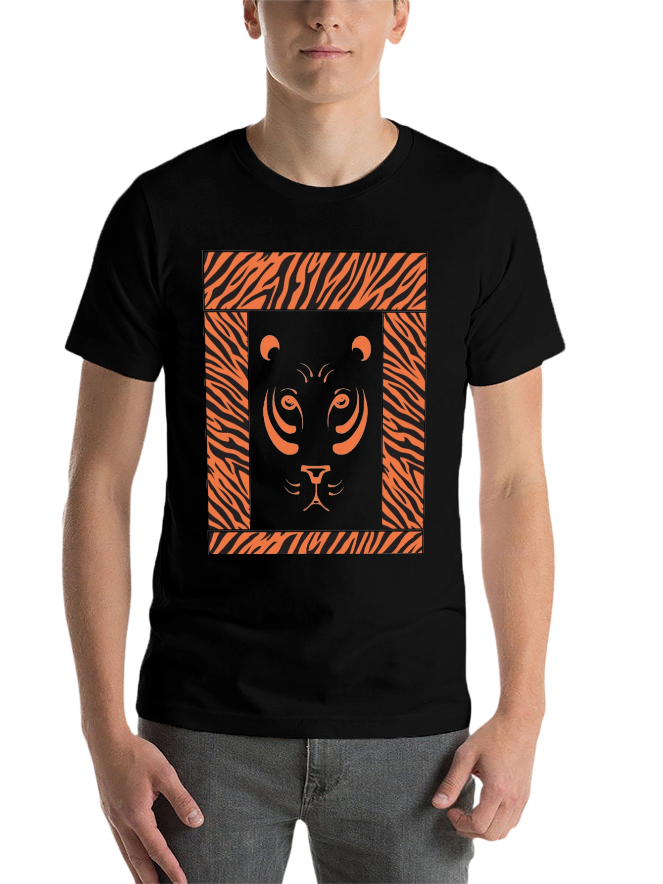 Black Tiger Graphic Print Black T-Shirt view 7