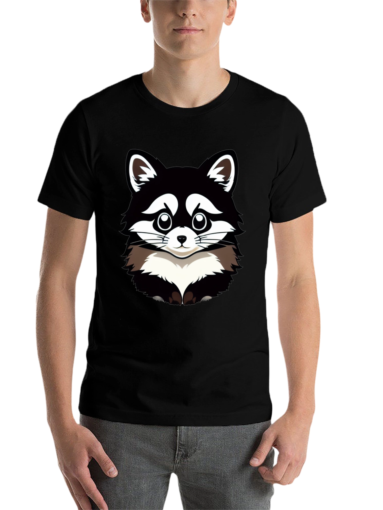Black Raccoon Graphic T-Shirt - Men's Black Tee view 7