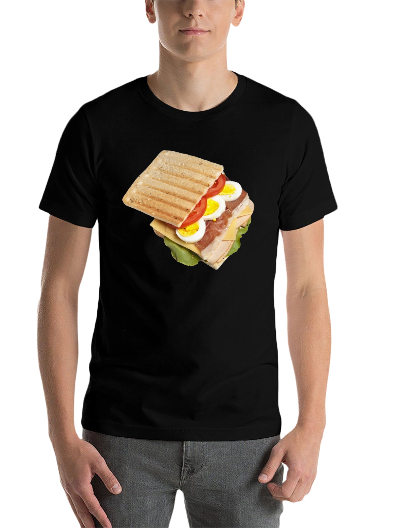 Black Sandwich Graphic Tee - Unique Food T-Shirt view 7