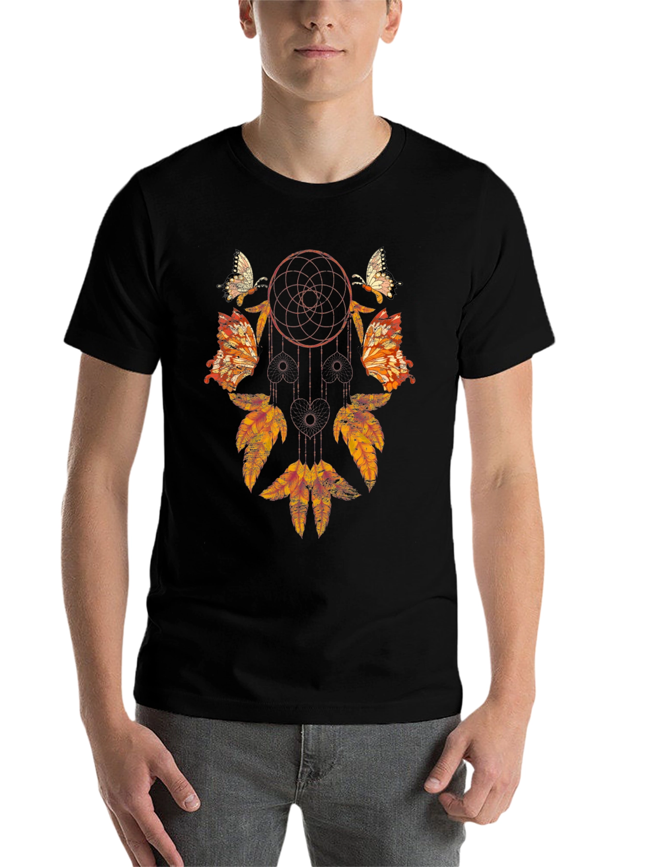 Black Dreamcatcher Butterfly Graphic Tee - Stylish Black Shirt view 7