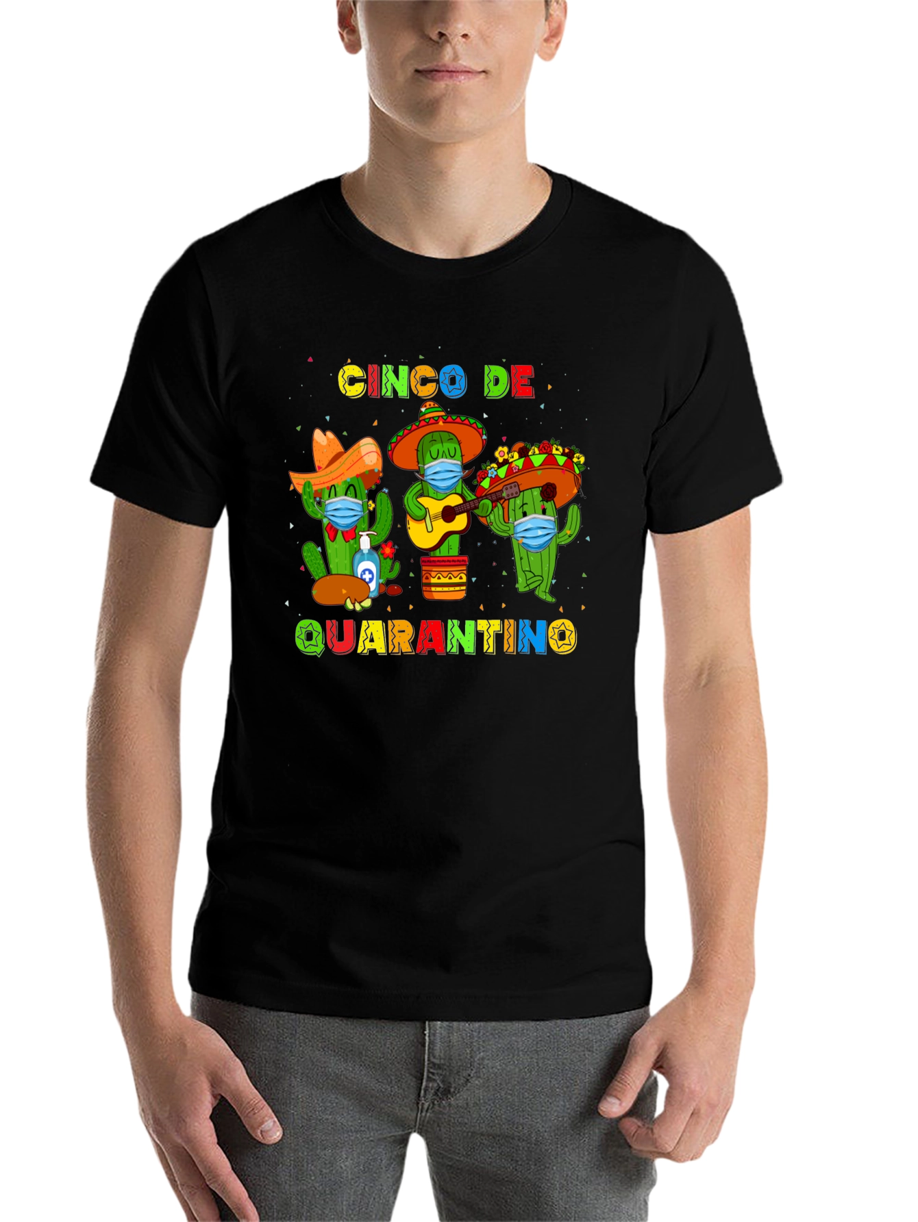 Black Cinco De Quarantino T-Shirt view 7