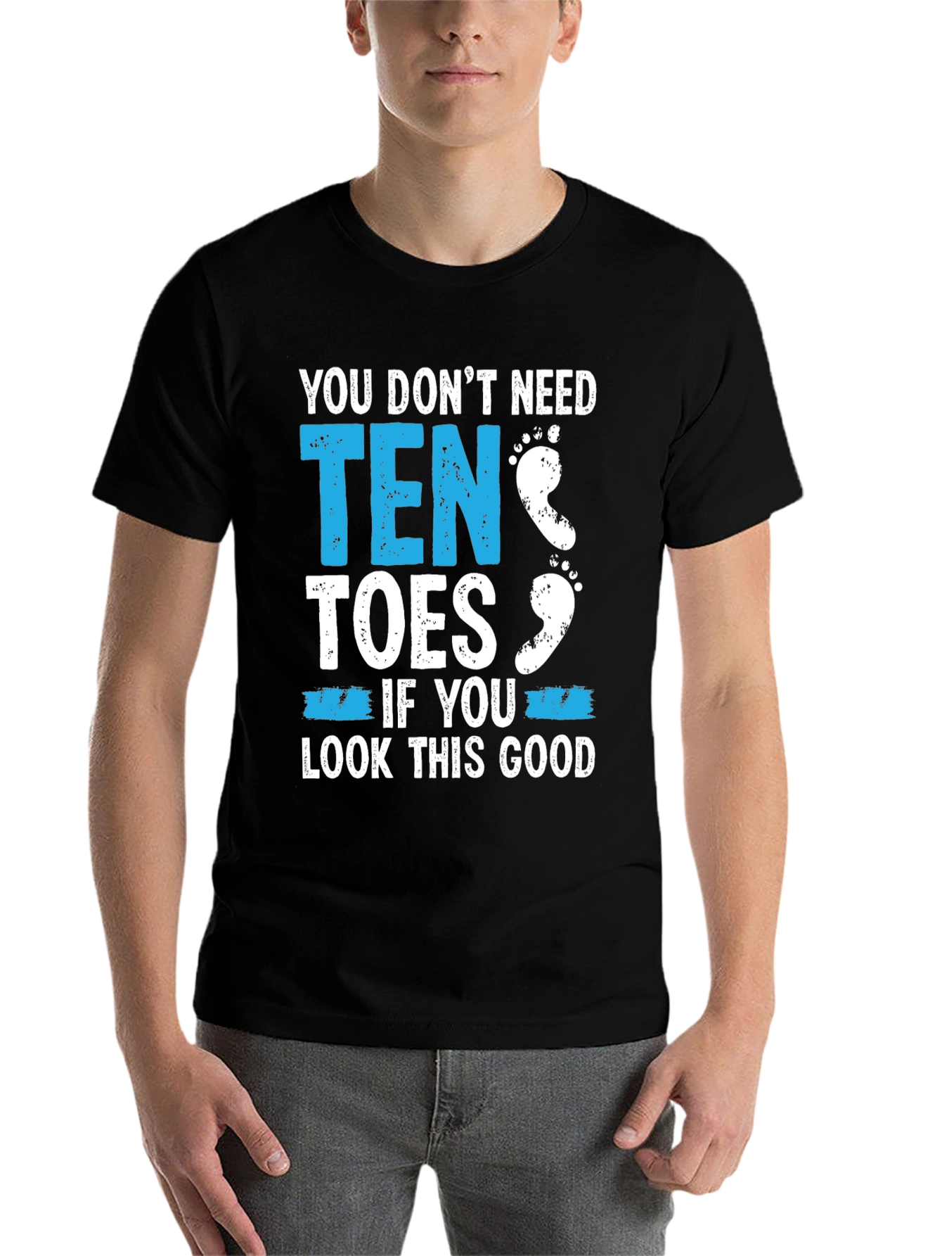 Black Funny Amputee T-Shirt - You Don't Need Ten Toes view 7