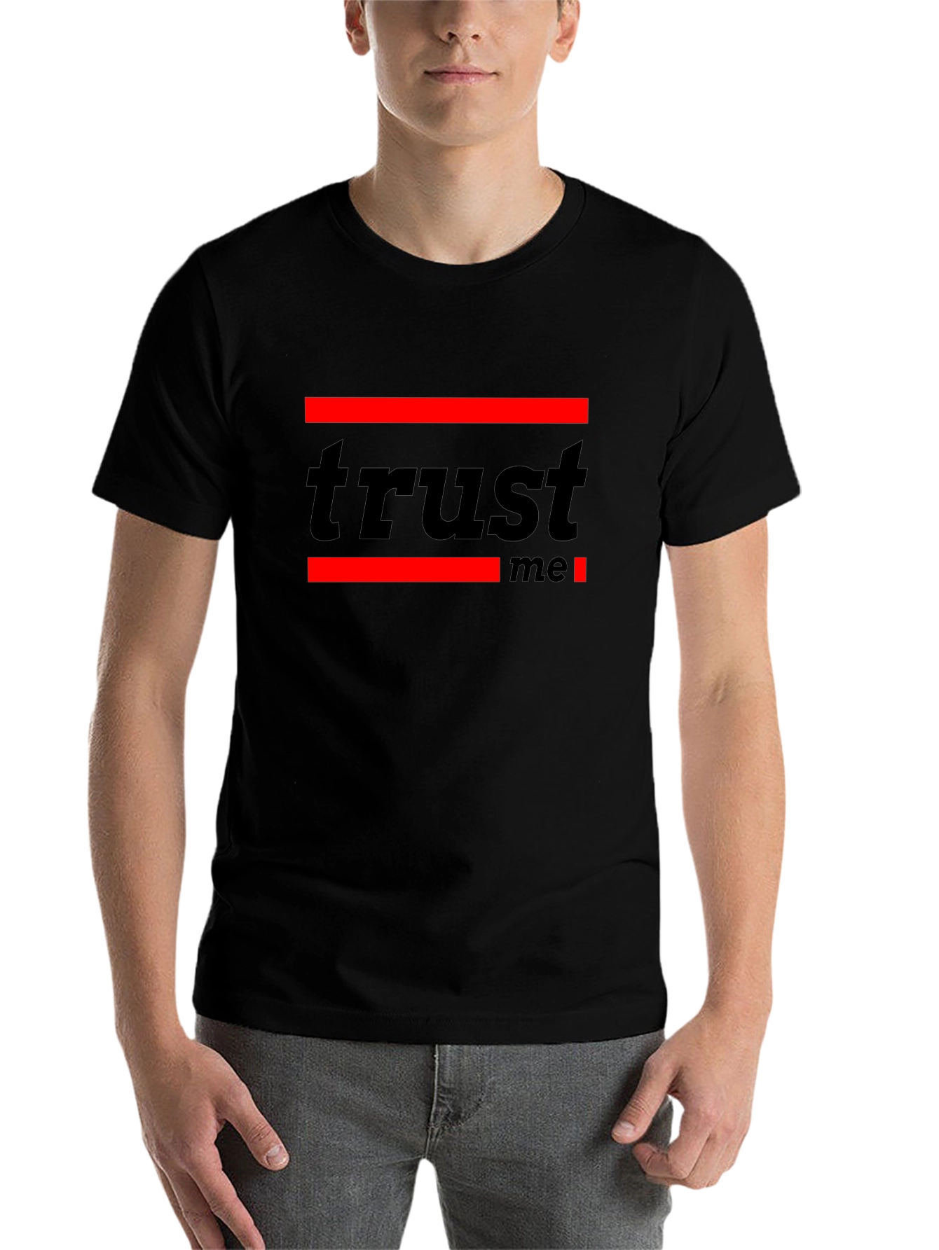 Black Trust Me Graphic T-Shirt - Trendy Black Tee view 7