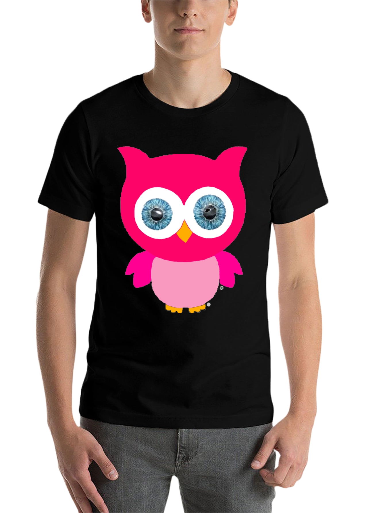Black Owl Graphic Print Crew Neck T-Shirt view 7