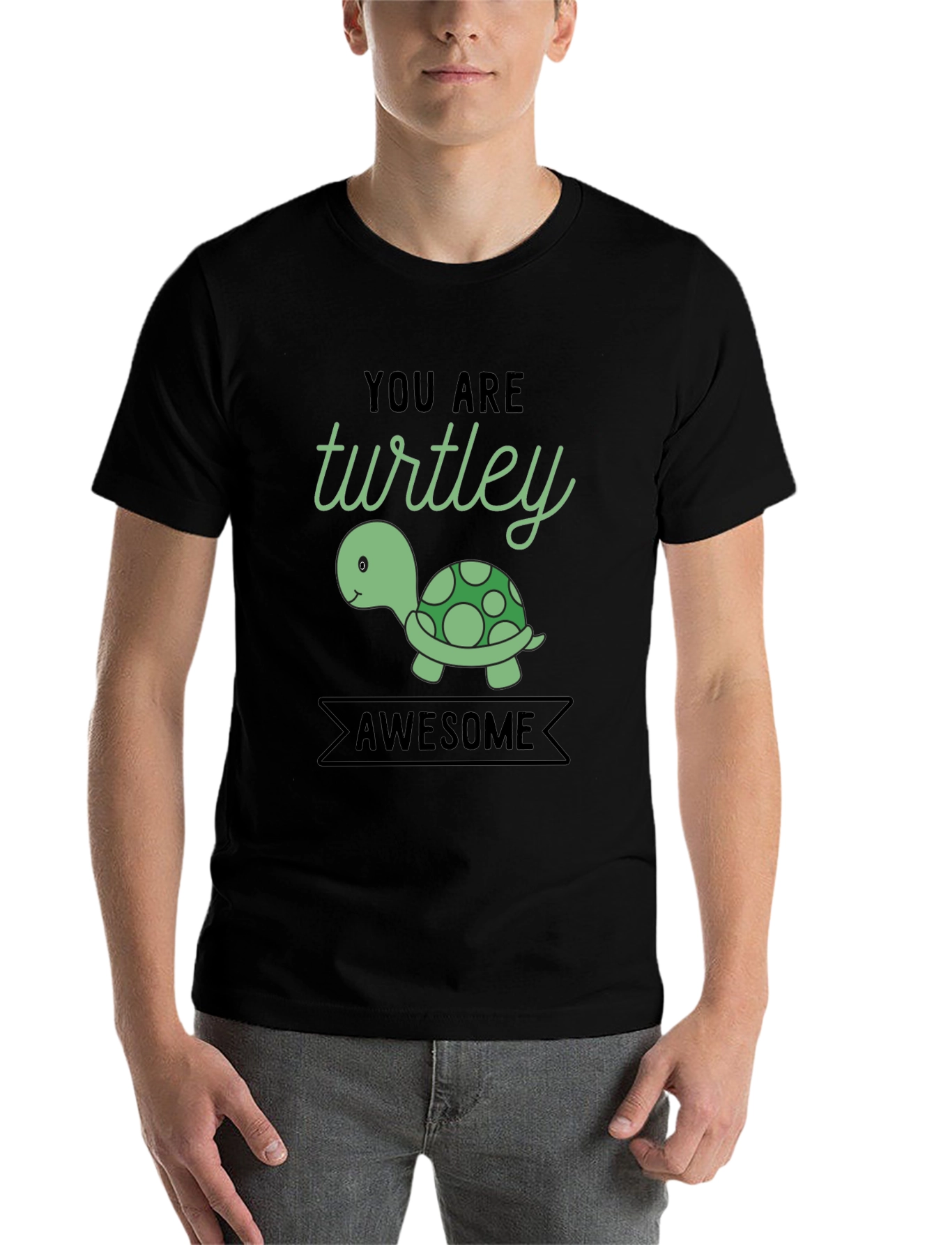 Black You are Turtley Awesome Graphic T-Shirt view 7
