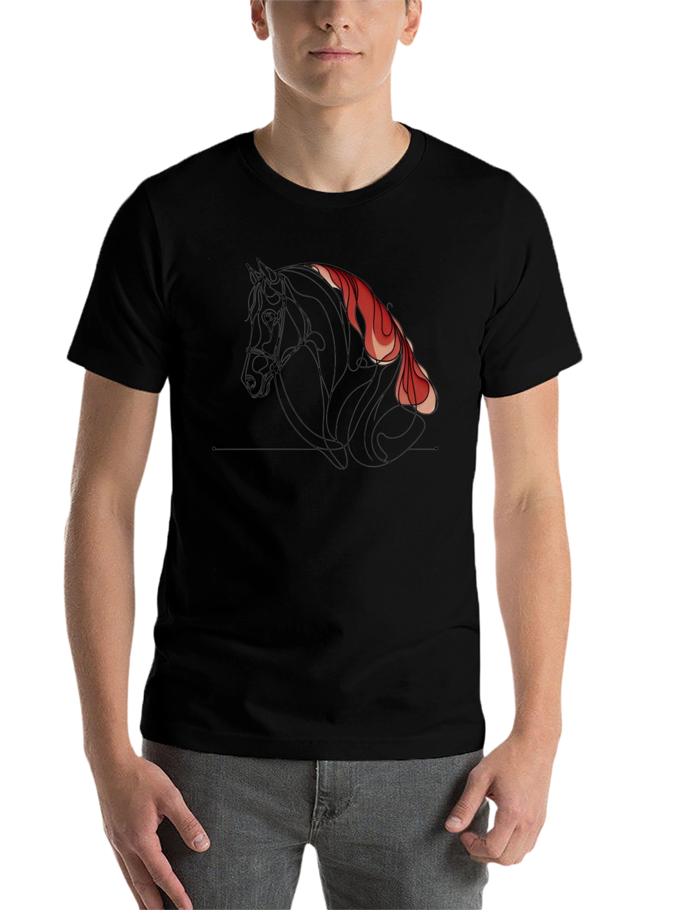 Black Black Horse Graphic Tee - Stylish Men's T-Shirt view 7