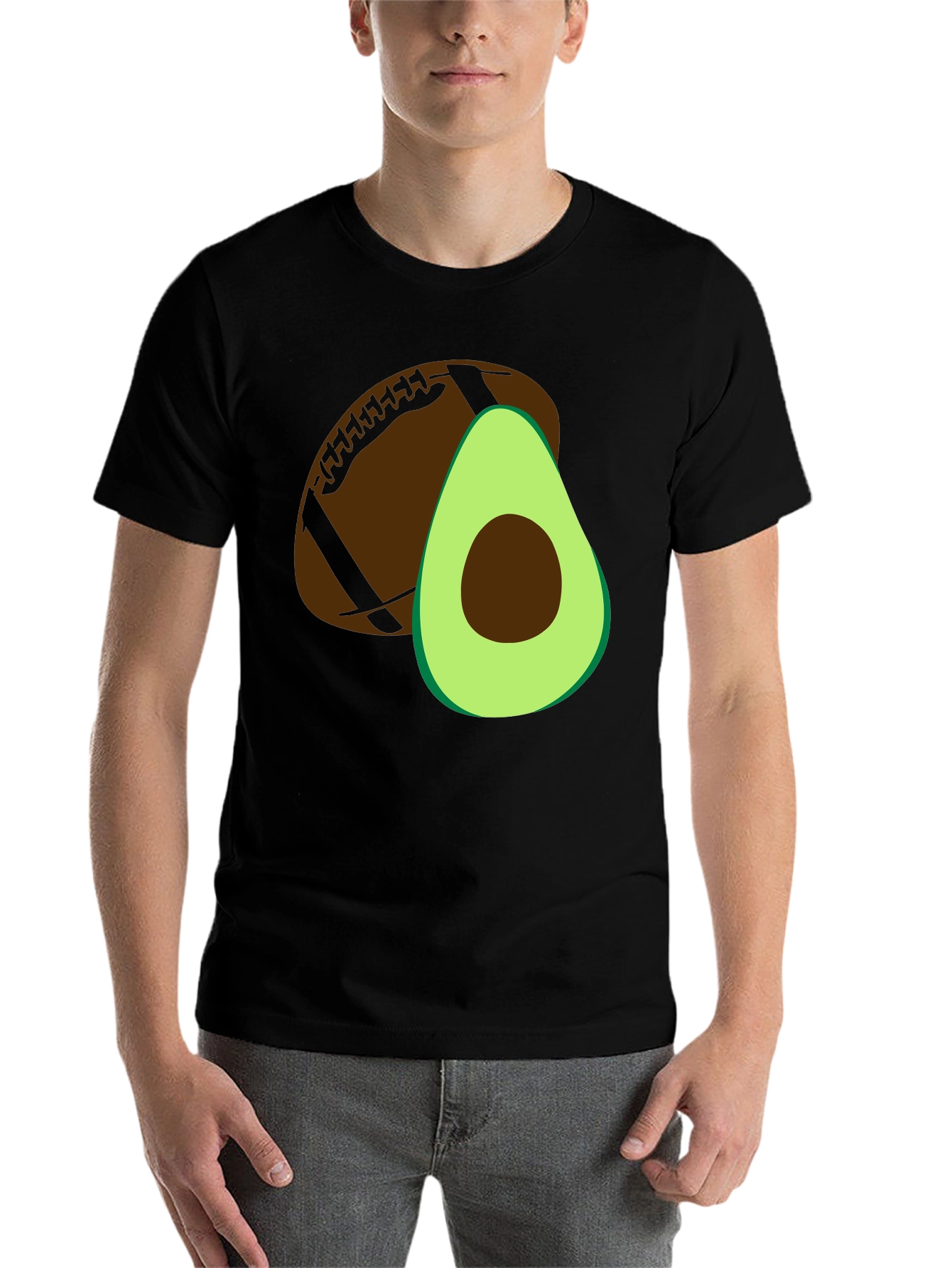 Black Avocado Football Graphic Tee - Casual Mens T-Shirt view 7