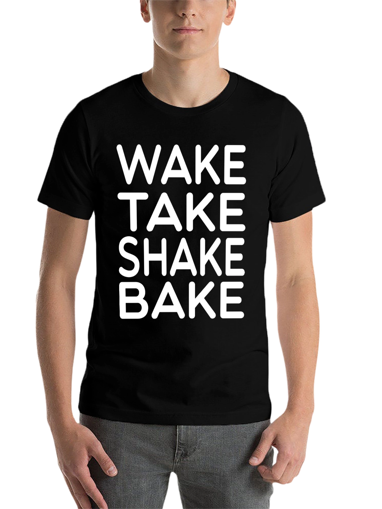Black Wake Take Shake Bake T-Shirt - Novelty Graphic Tee view 7