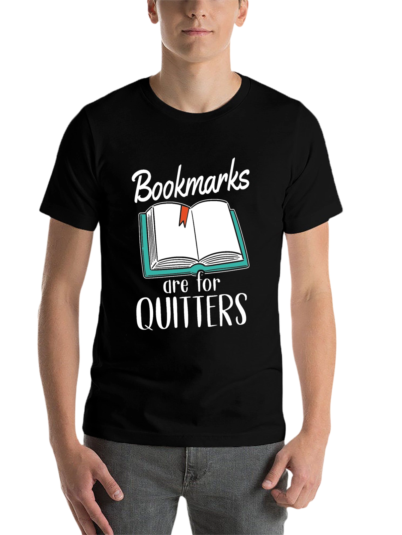 Black Bookmarks Are For Quitters T-Shirt - Funny Book Lover Tee view 7