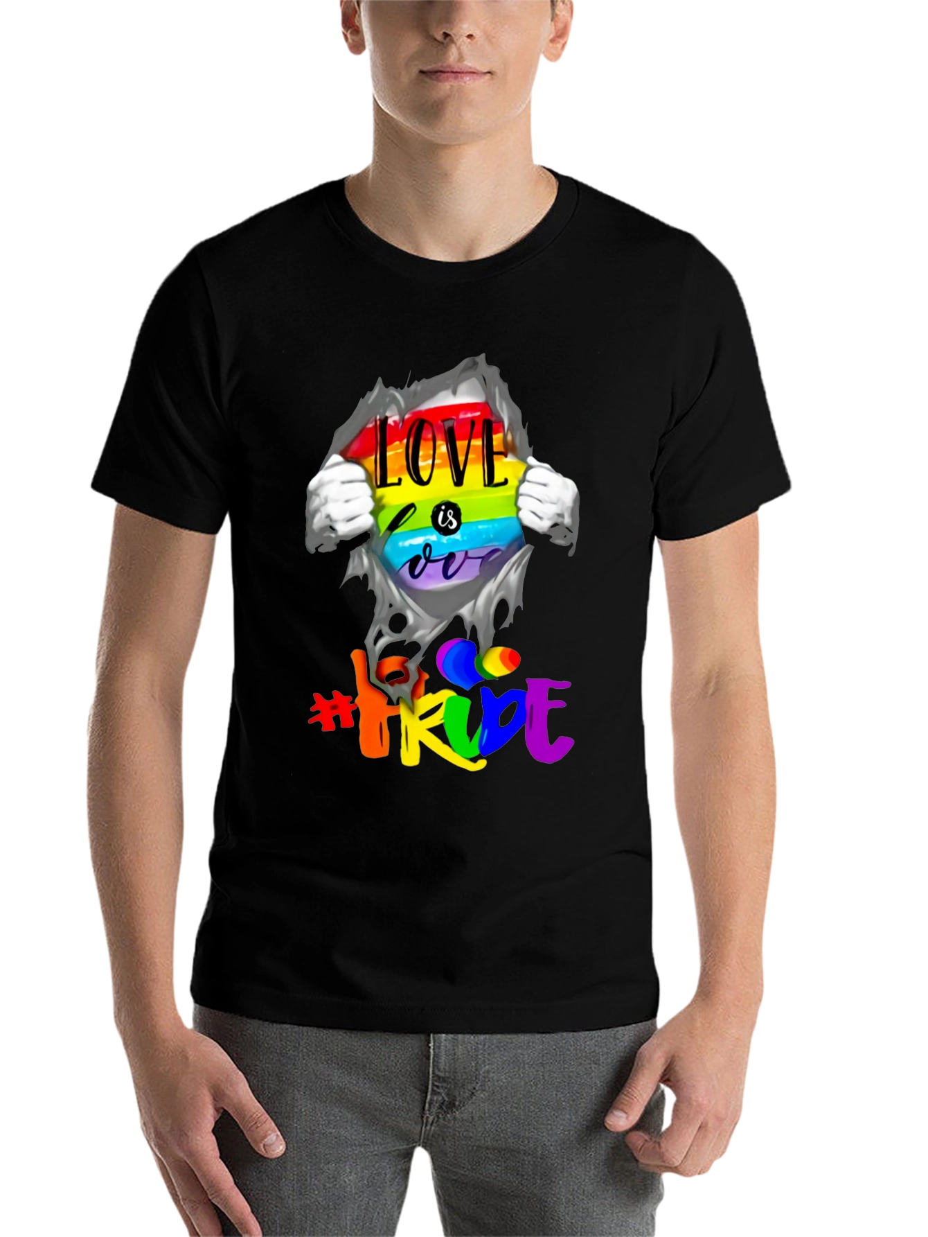 Black Love is Love Rainbow Pride T-Shirt view 7