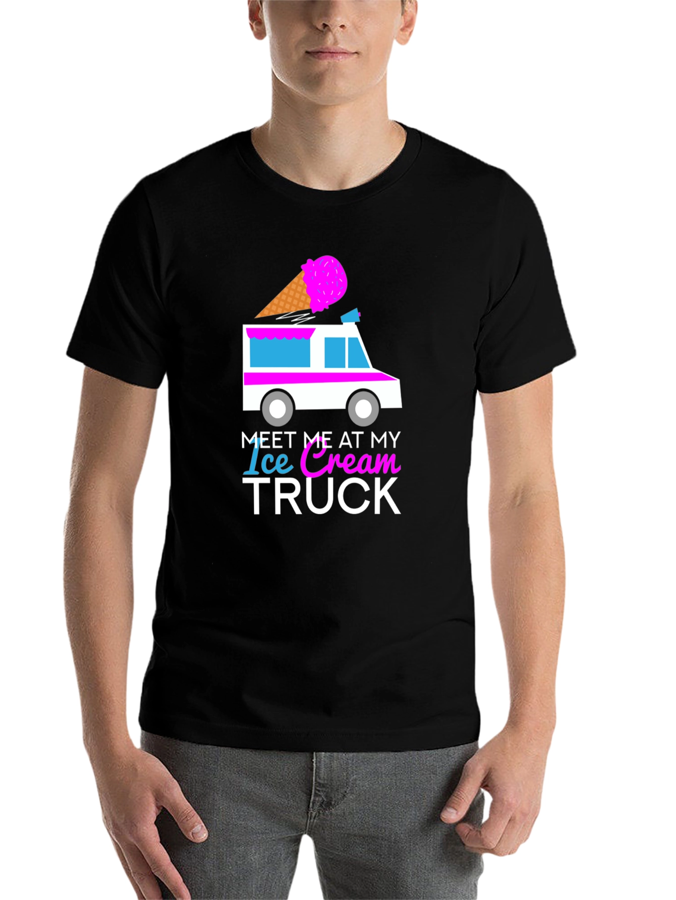 Black Meet Me At My Ice Cream Truck T-Shirt Fun Design view 7