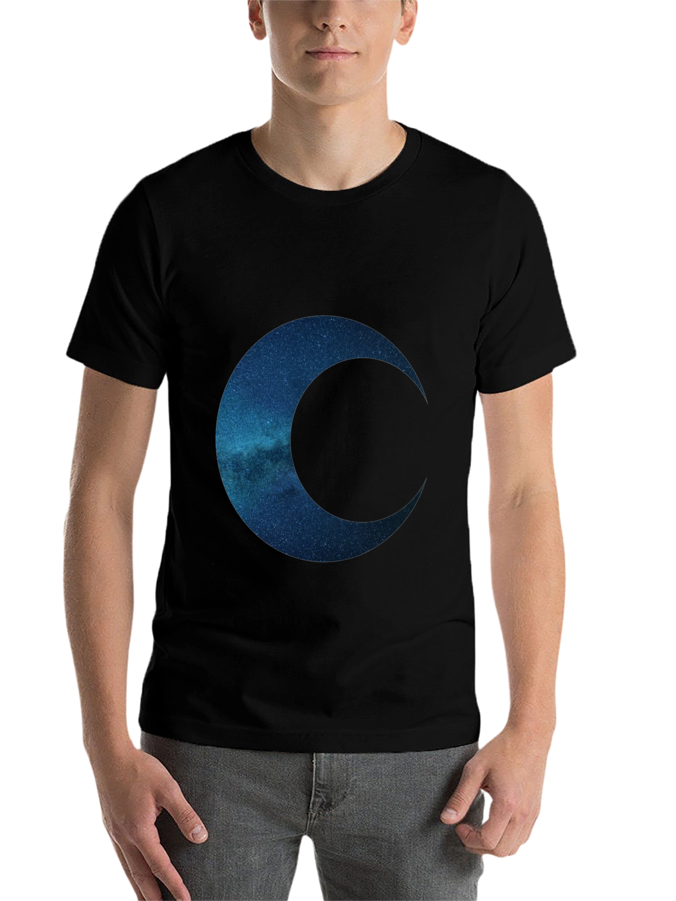 Black Celestial Crescent Graphic Tee - Premium Comfort view 7