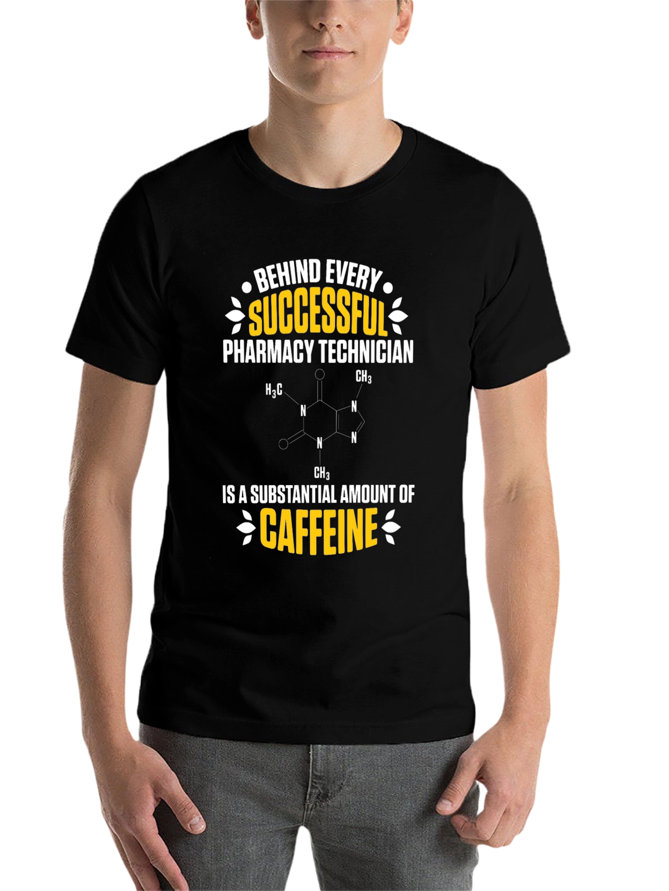 Black Pharmacy Technician Caffeine T-Shirt view 7