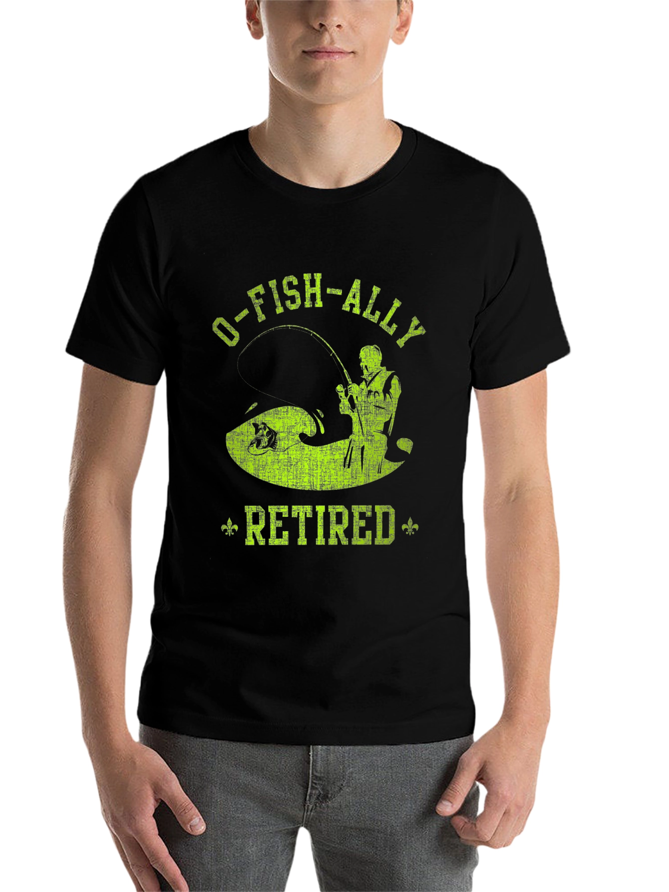 Black O-FISH-ALLY Retired Fishing T-Shirt view 7