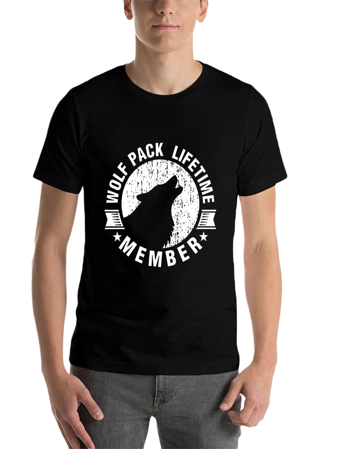 Black Wolf Pack Lifetime Member T-Shirt - Black view 7