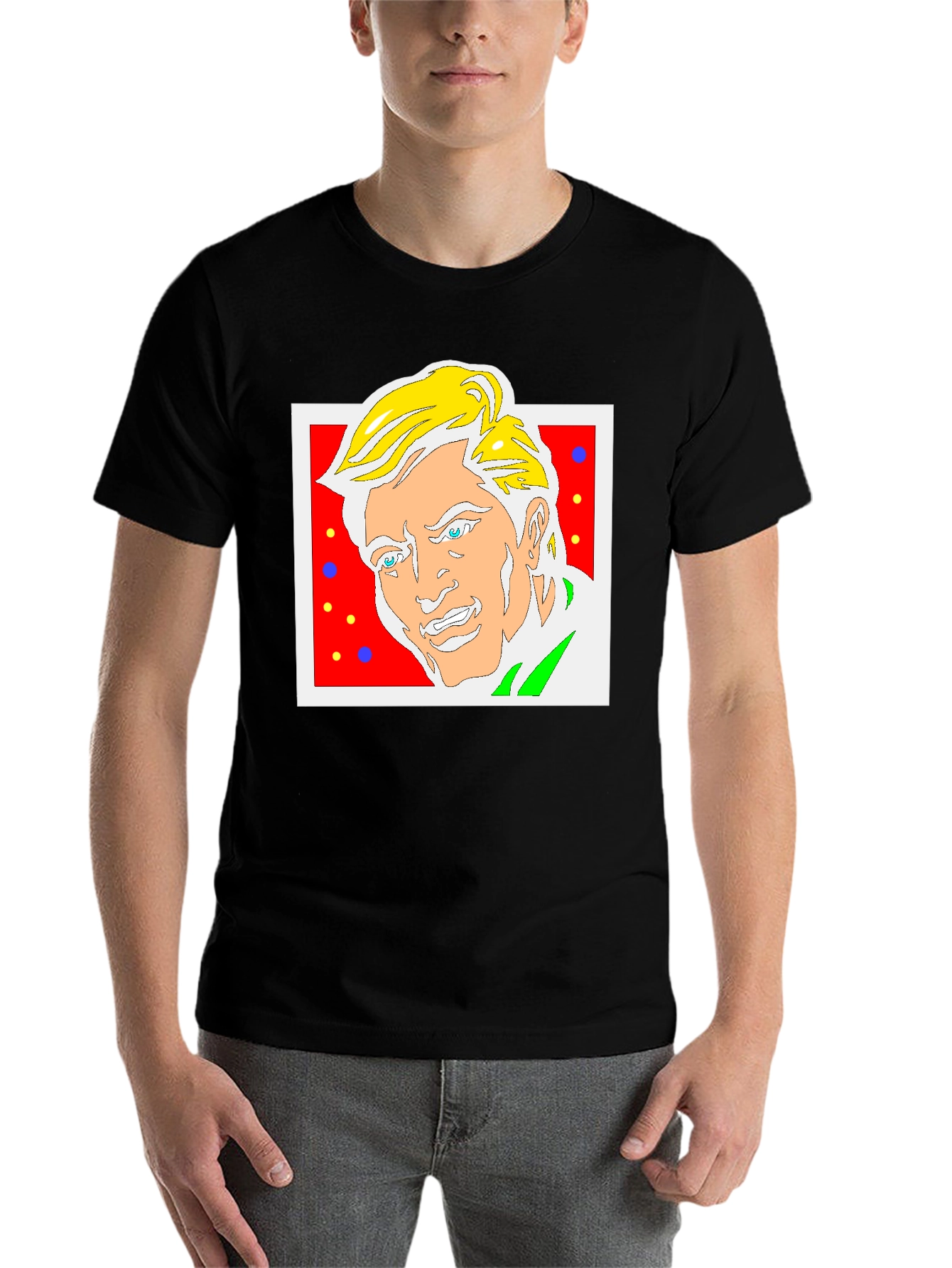 Black Funky Cartoon Portrait Graphic Tee view 7