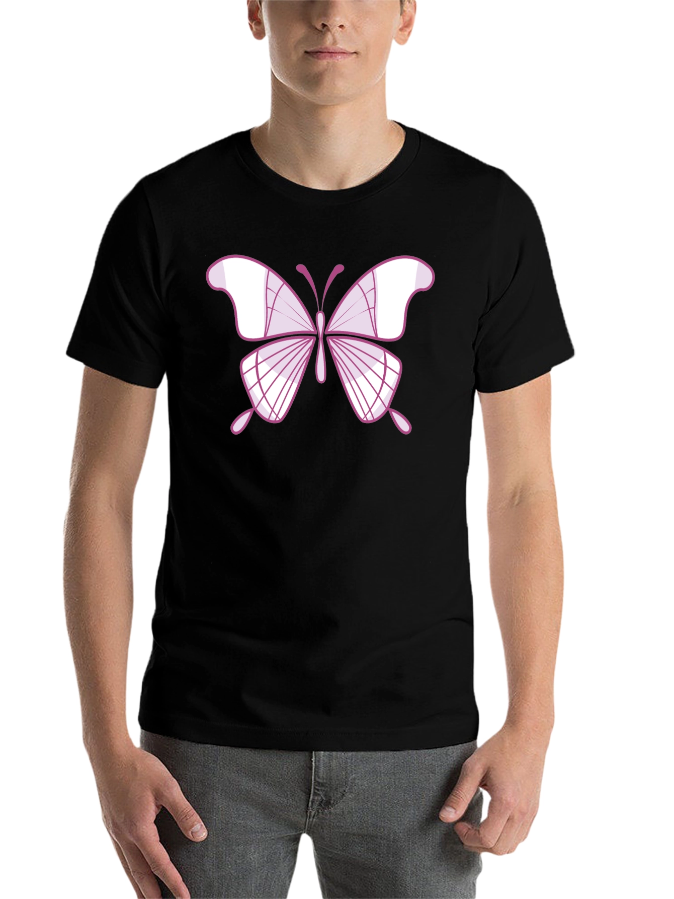 Black Butterfly Graphic Tee - Stylish Men's Black T-Shirt view 7
