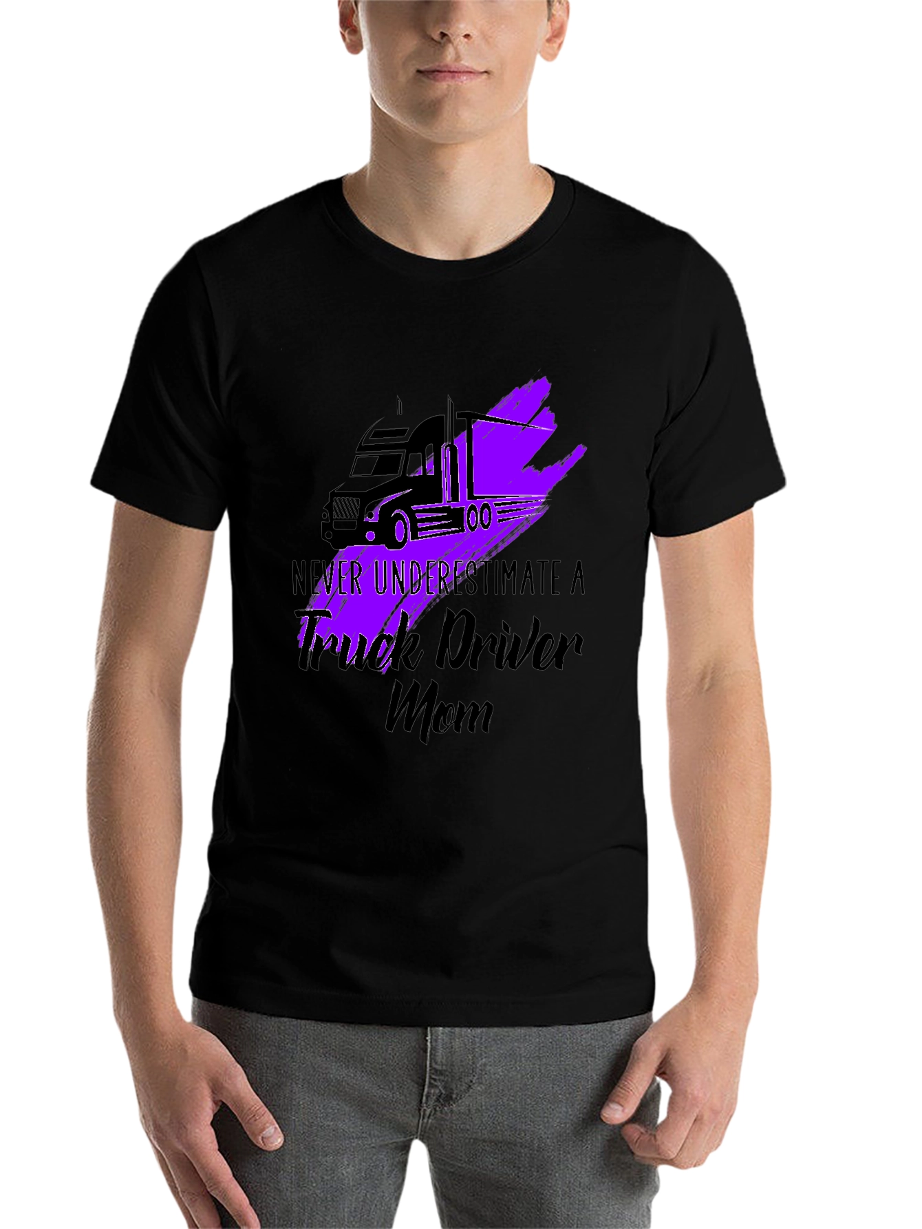 Black Trucker Mom T-Shirt - Never Underestimate view 7