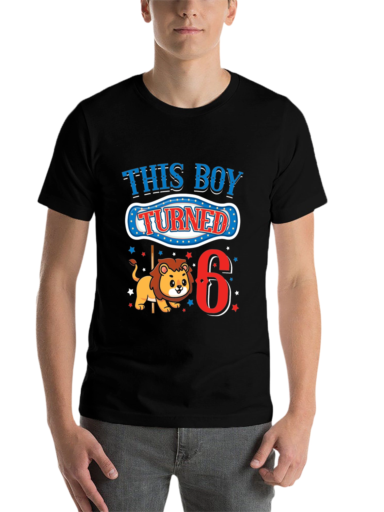 Black Boy's 6th Birthday Lion T-Shirt view 7
