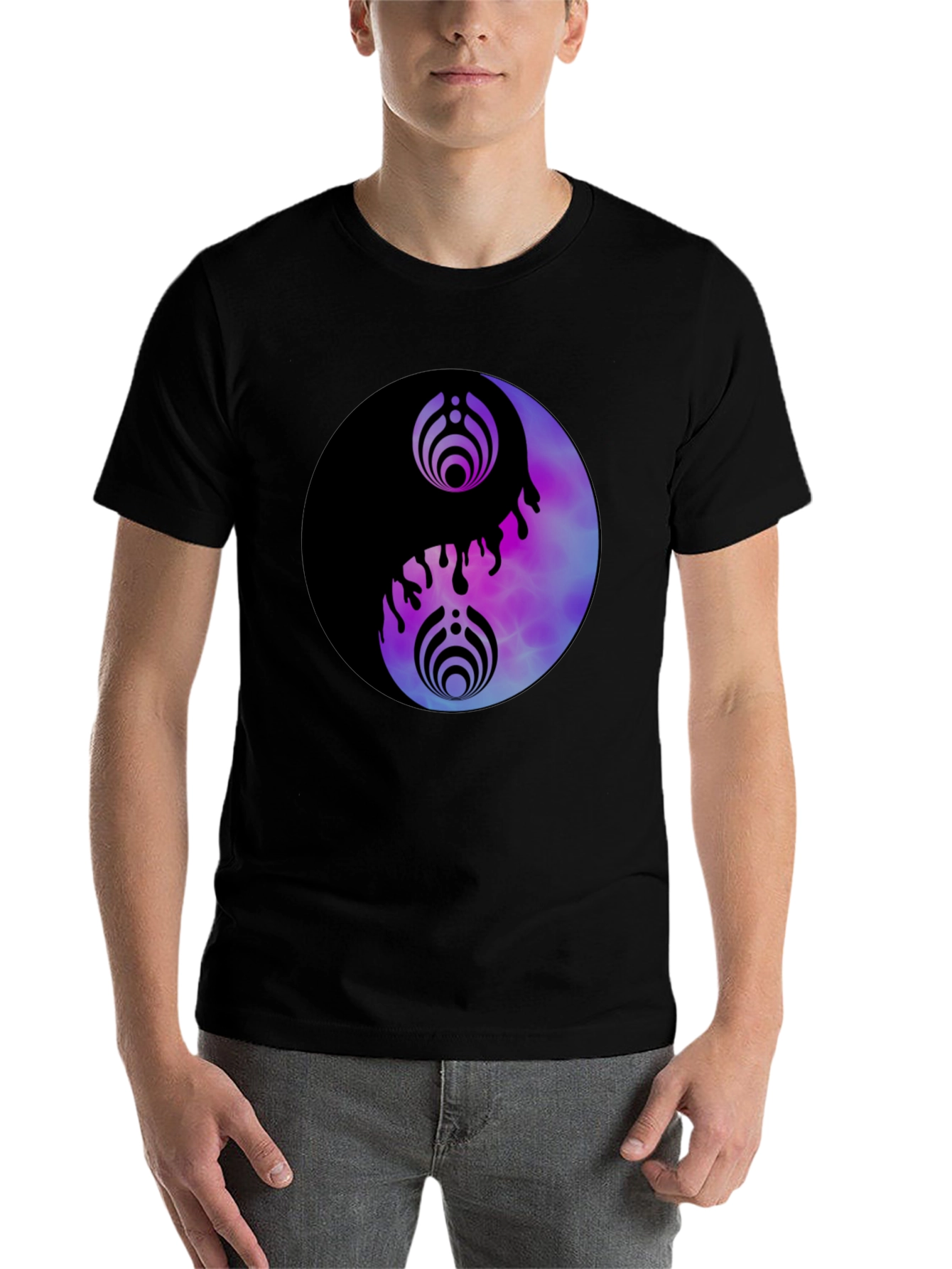 Black Yin Yang Graphic Tee - Black Cotton Blend view 7
