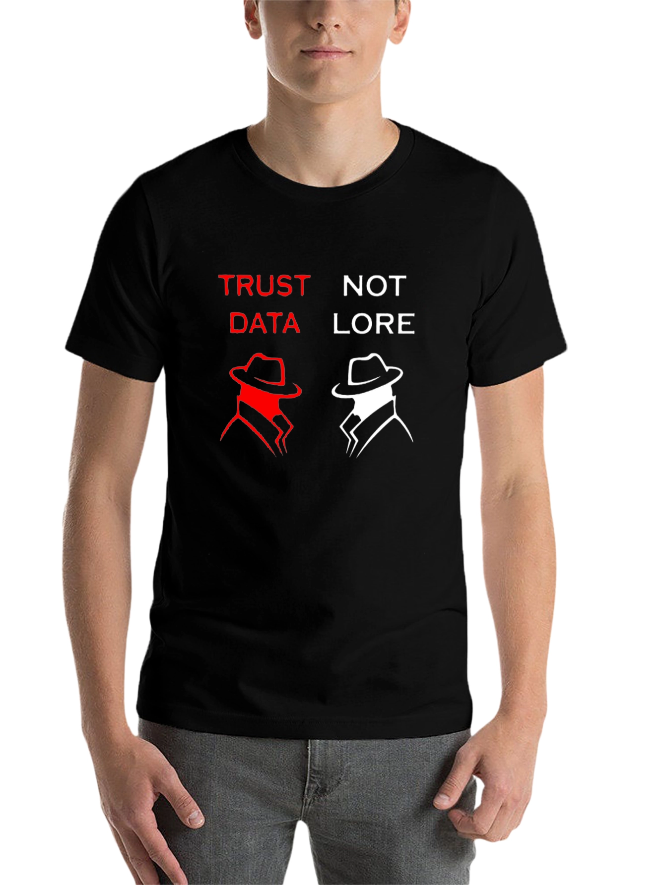 Black Trust Data Not Lore Graphic T-Shirt view 7