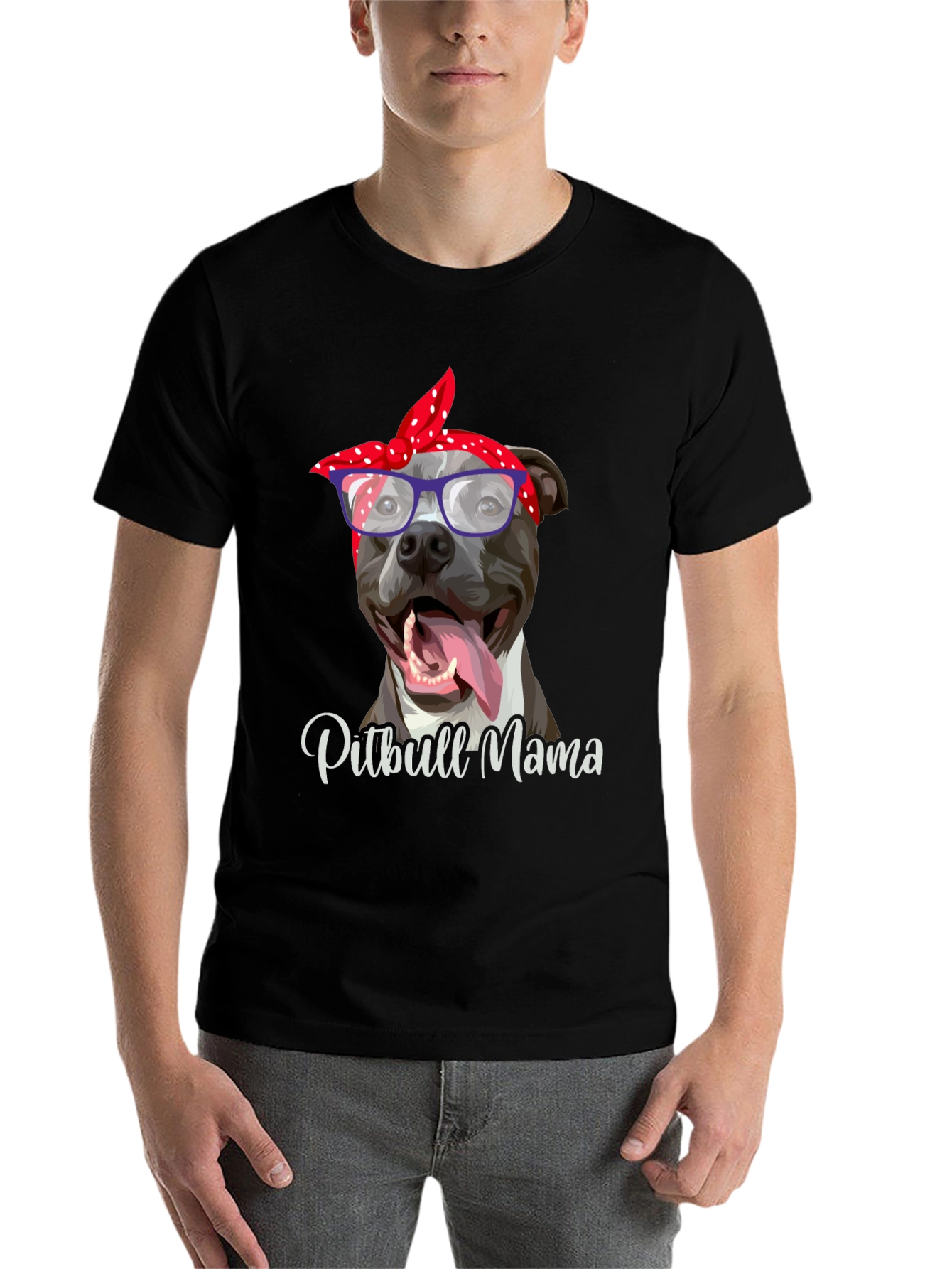 Black Pitbull Mama Graphic T-Shirt - Dog Lover Tee view 7