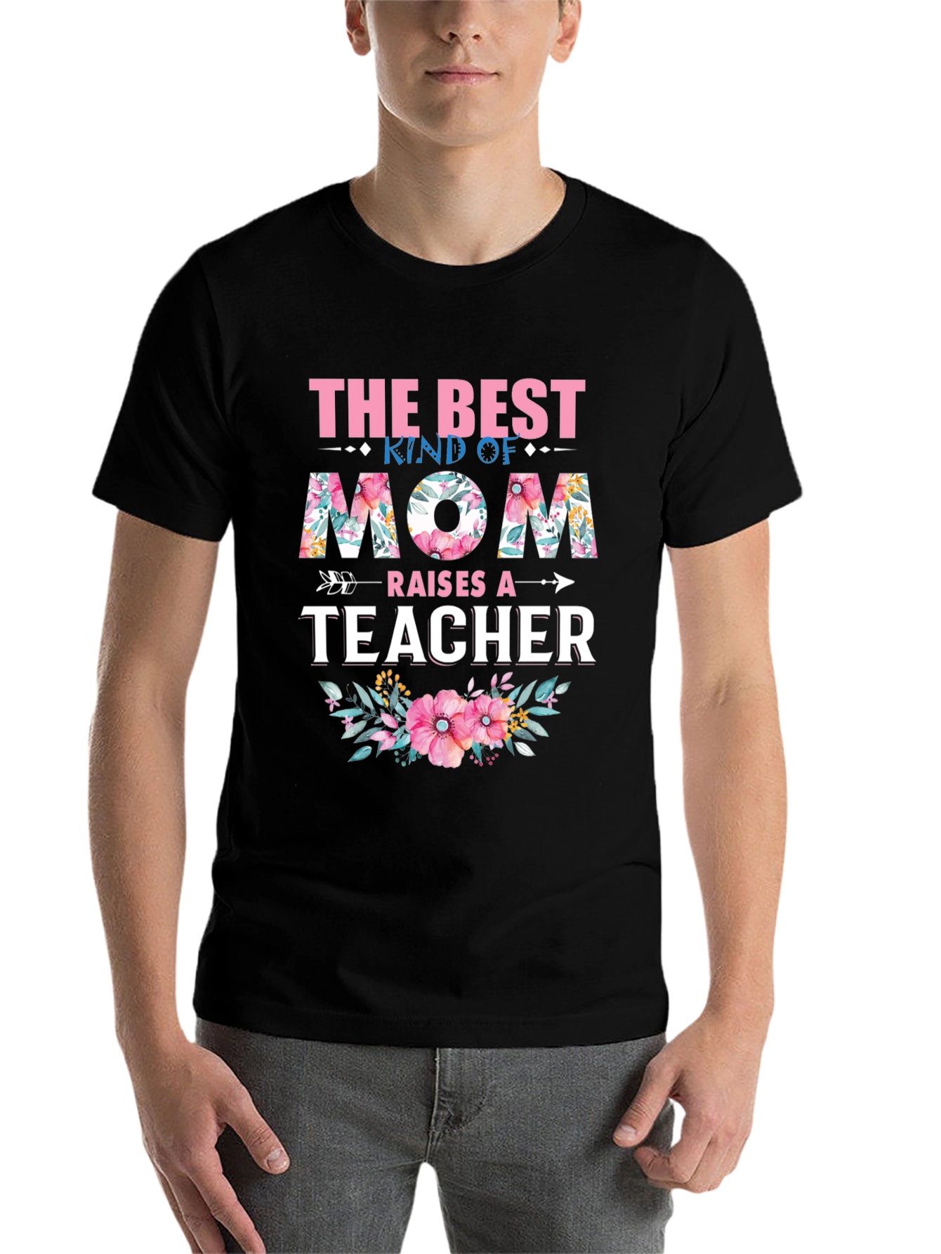 Black Best Kind of Mom Raises a Teacher T-Shirt view 7