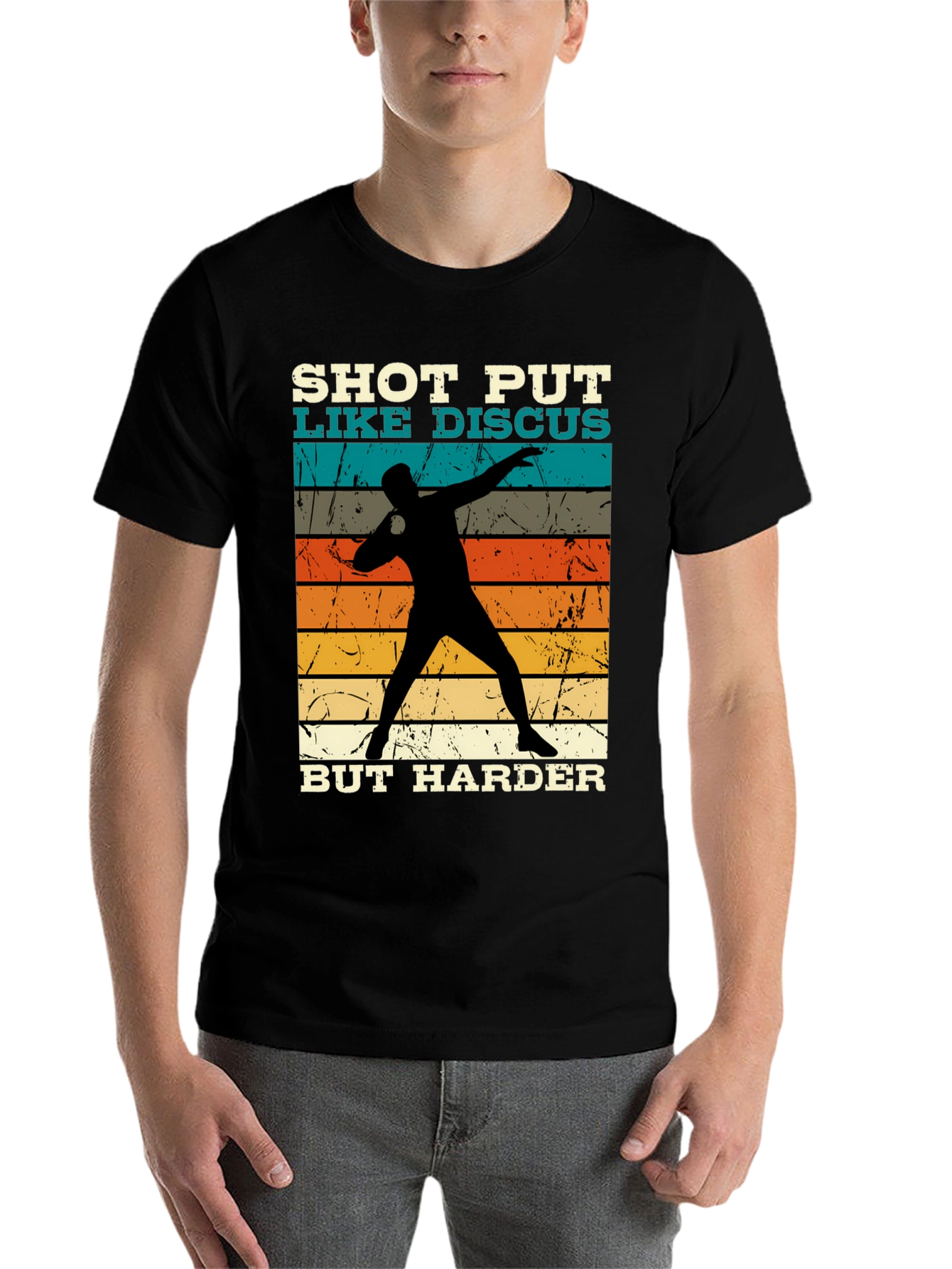 Black Shot Put Like Discus Black Graphic Tee view 7