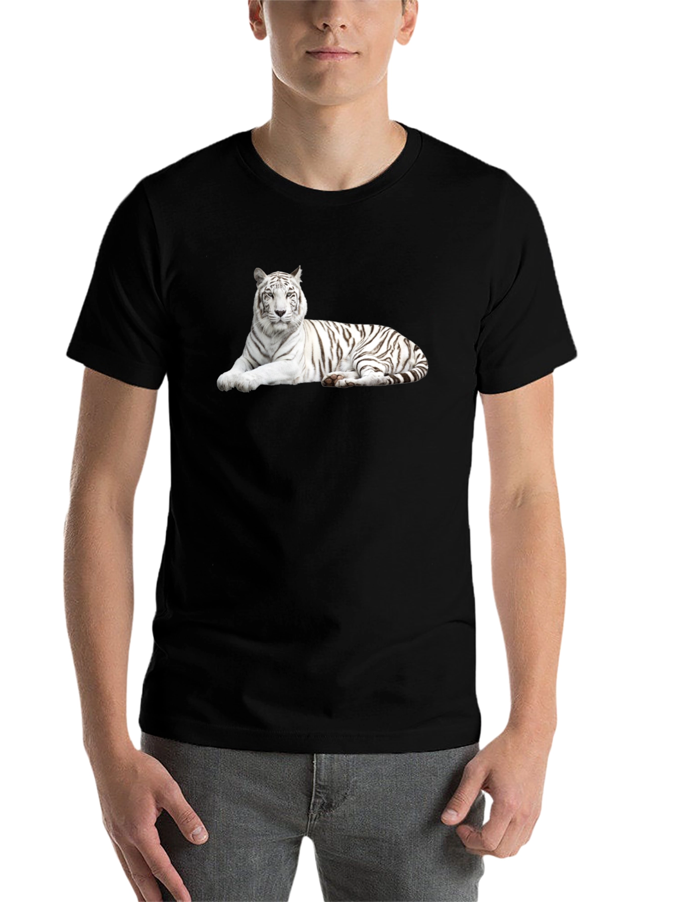 Black White Tiger Graphic Tee - Stylish Black T-Shirt view 7
