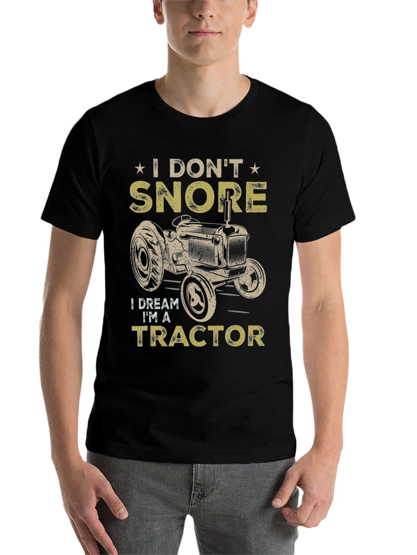 Black I Don't Snore, I Dream I'm A Tractor Graphic Tee view 7