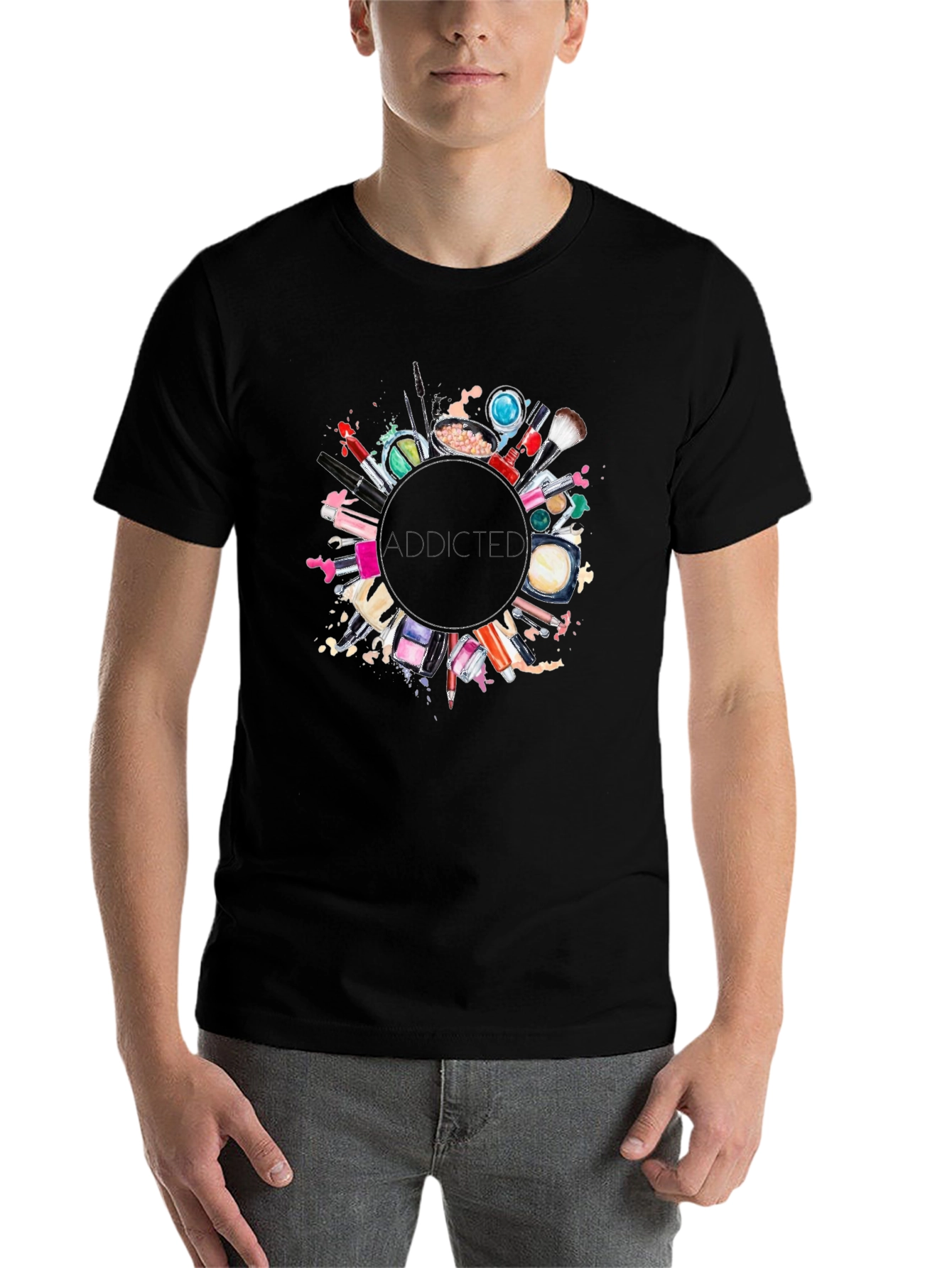 Black Makeup Circle Graphic Tee - Unisex view 7