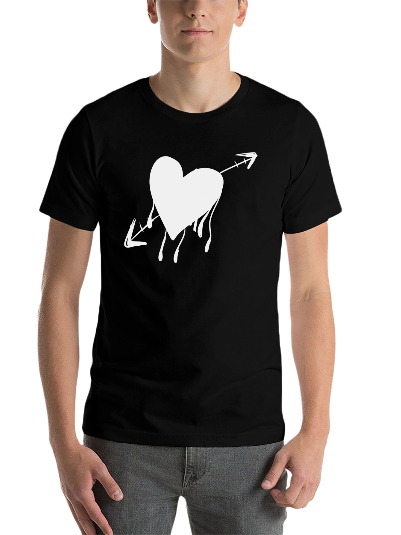 Black Heart Arrow Graphic Tee - Stylish Black T-Shirt view 7