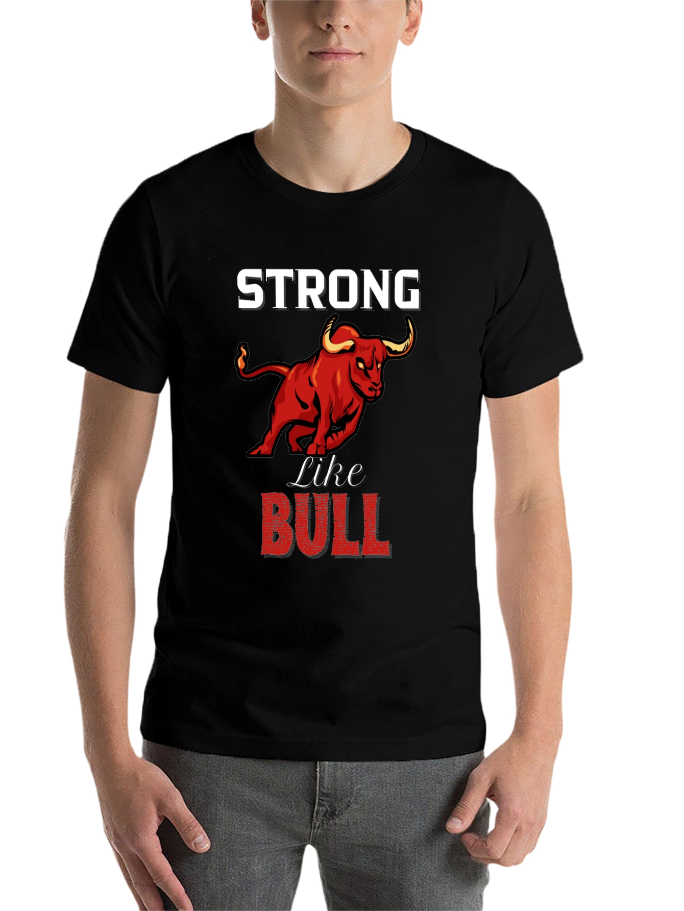 Black Strong Like Bull Graphic Tee view 7