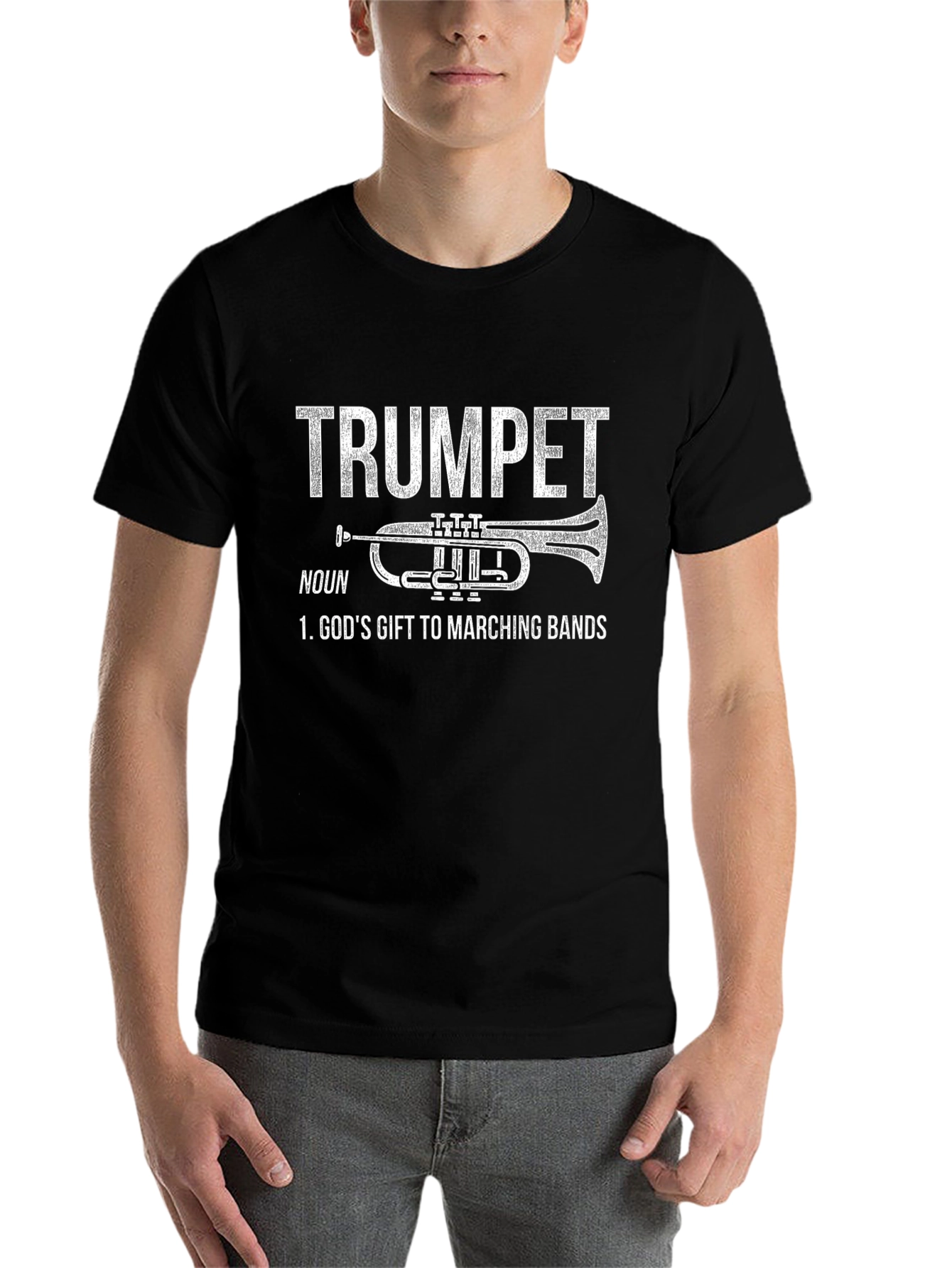 Black Trumpet God's Gift to Marching Bands Black T-Shirt view 7