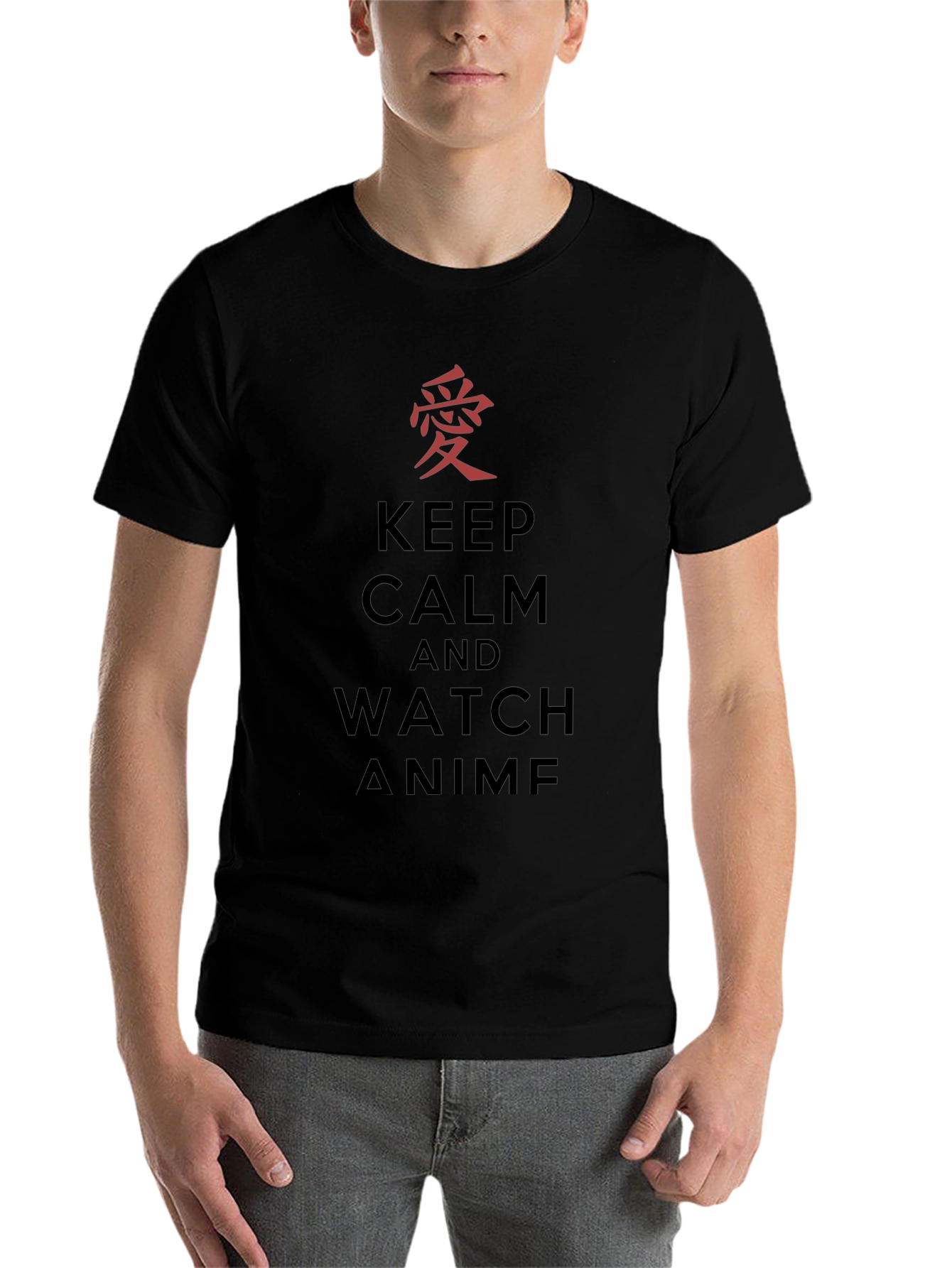 Black Keep Calm & Watch Anime T-Shirt - Black view 7