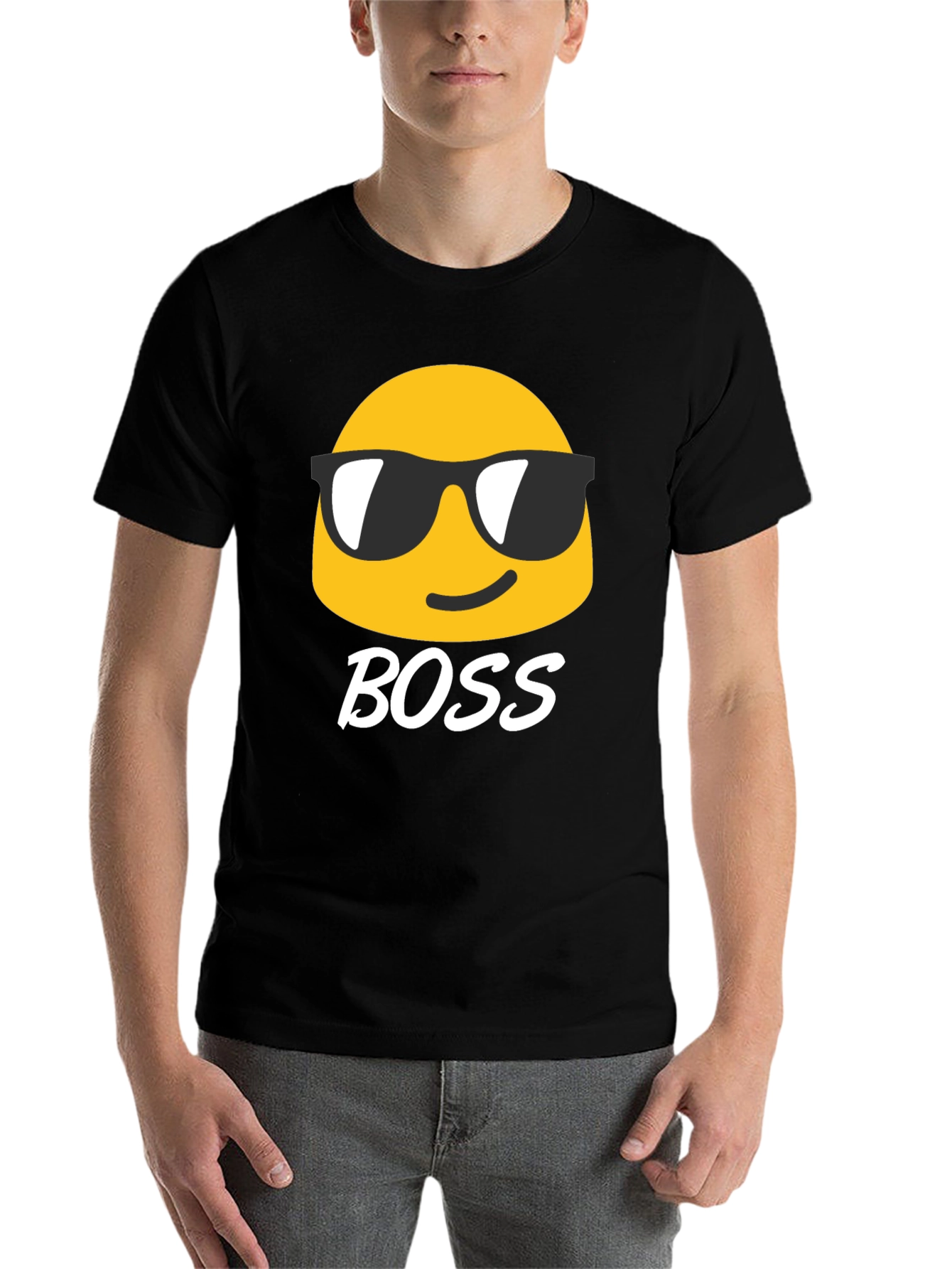 Black Cool Emoji Boss Black T-Shirt view 7