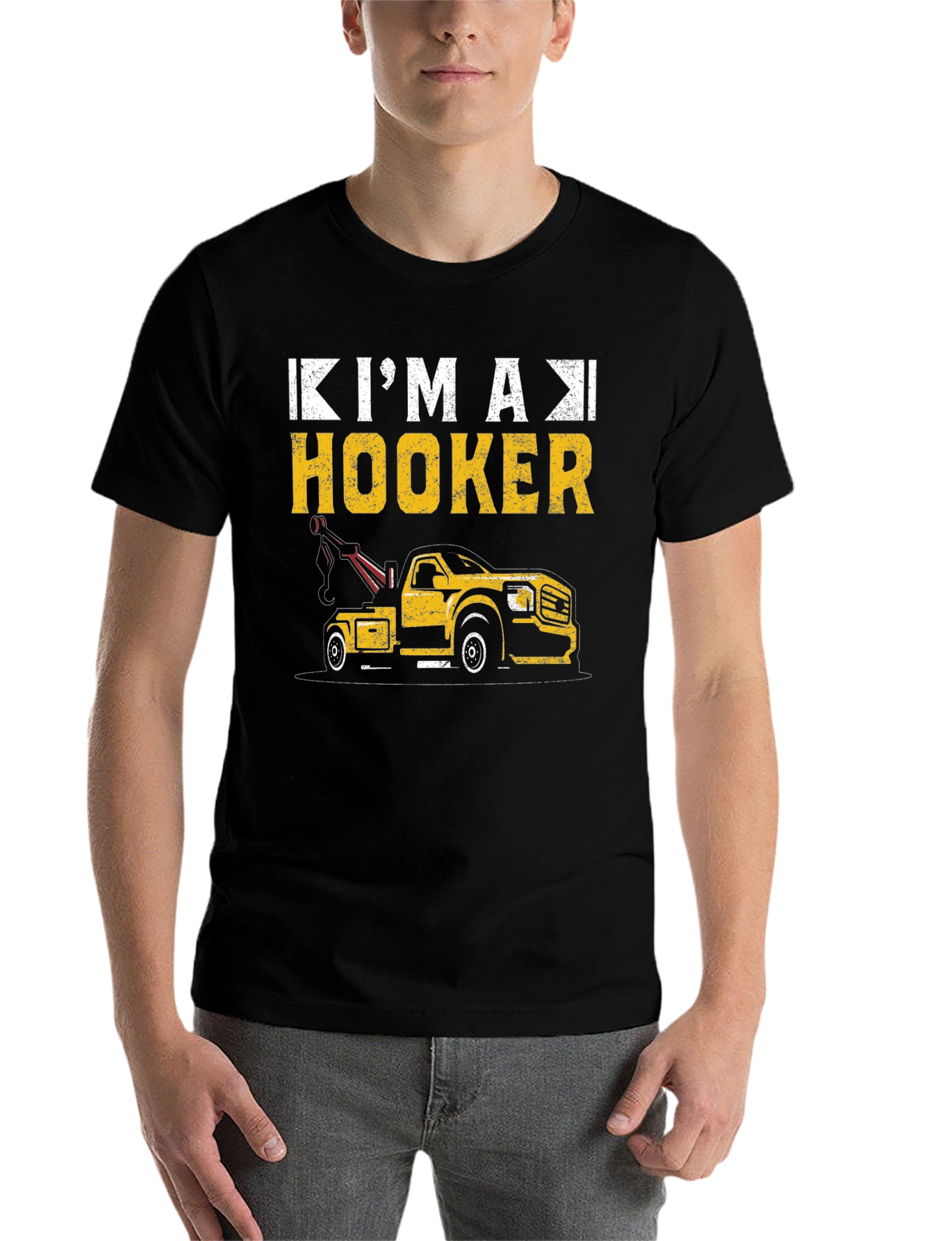 Black I'm A Hooker Tow Truck T-Shirt view 7