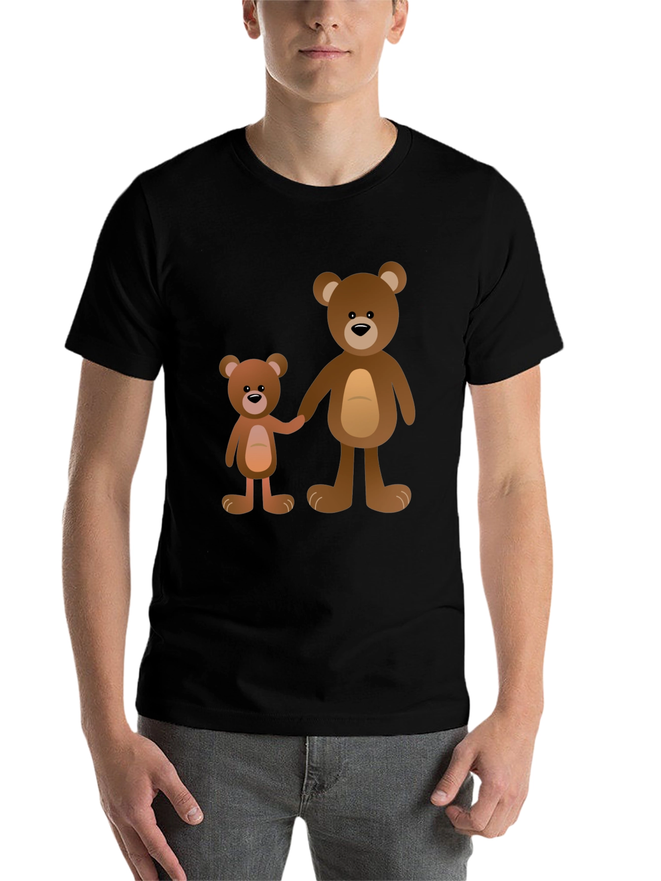 Black Cute Teddy Bear Family Black T-Shirt view 7