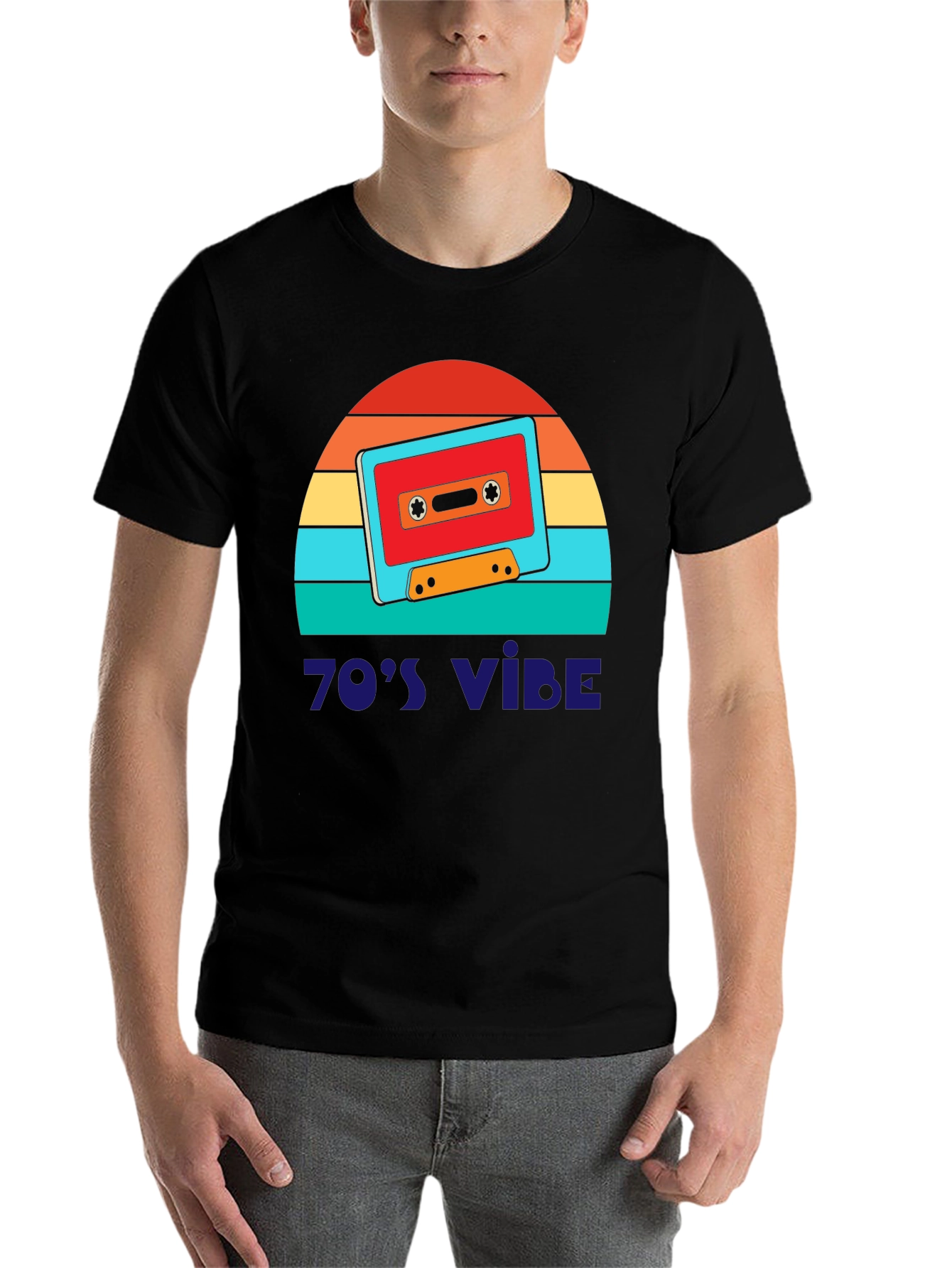 Black Retro 70's Vibe Graphic Tee view 7