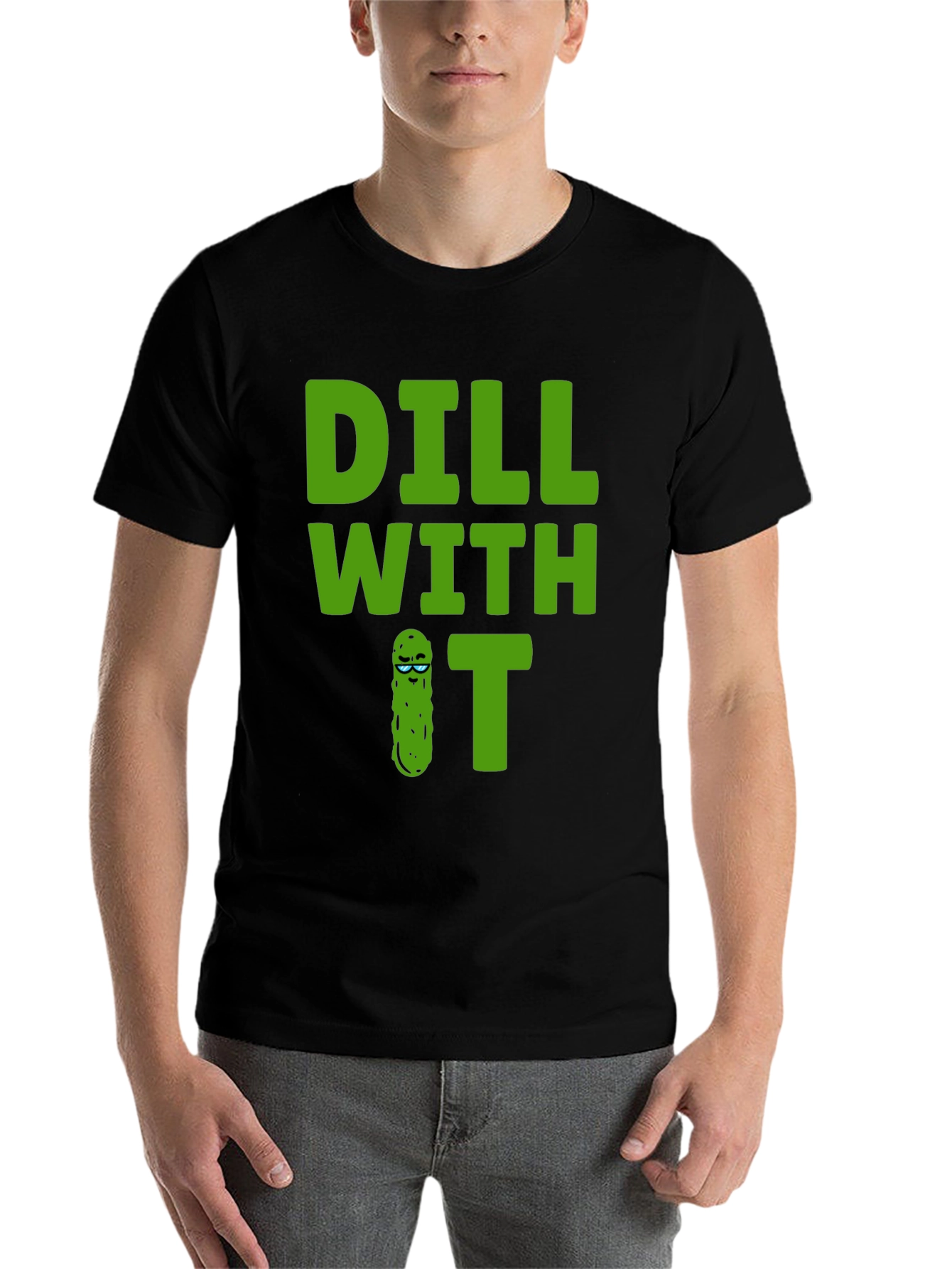 Black Dill With It Graphic Tee - Funny Pickle T-Shirt view 7
