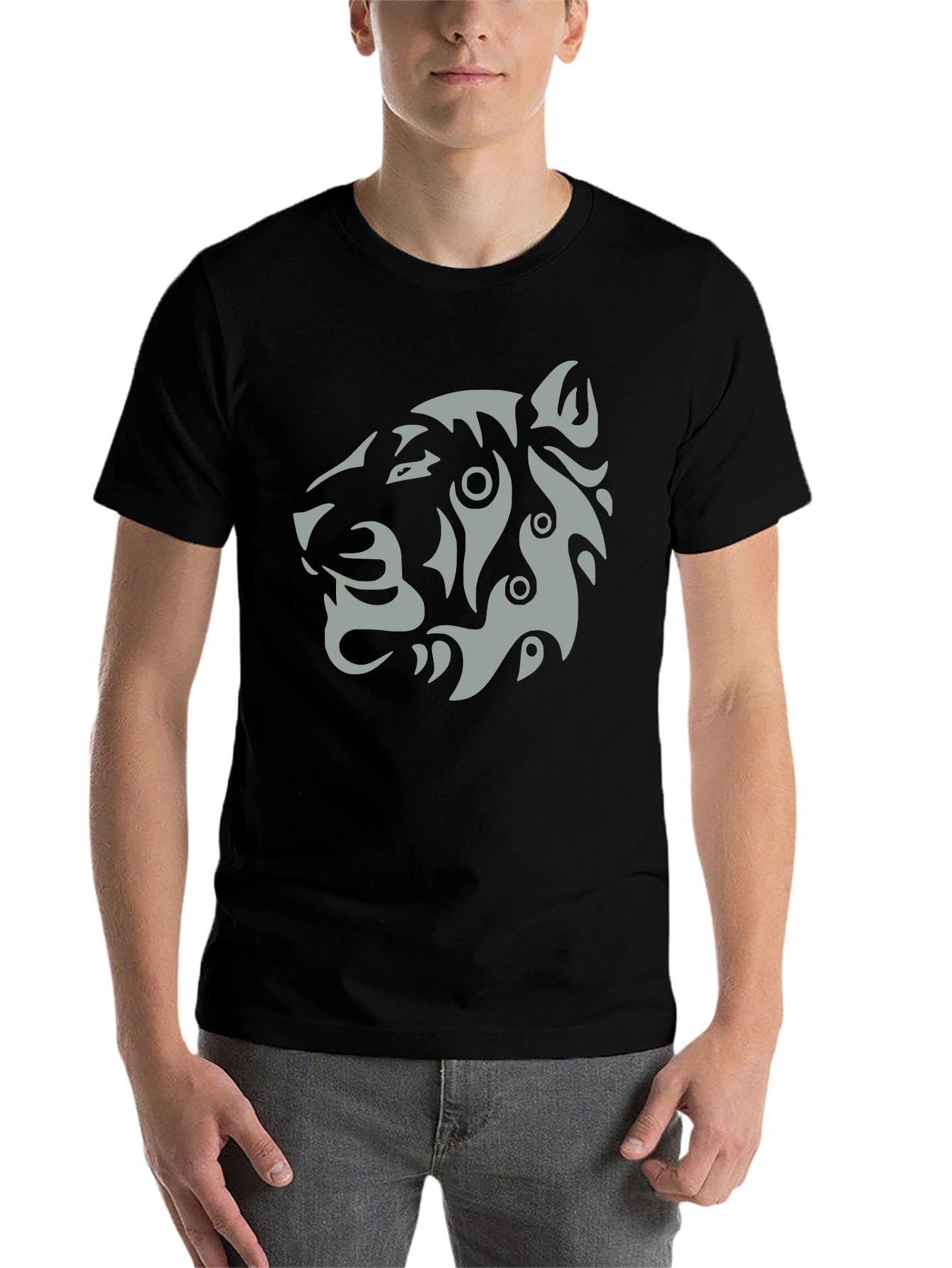Black Tribal Tiger Graphic T-Shirt - Stylish Men's Tee view 7