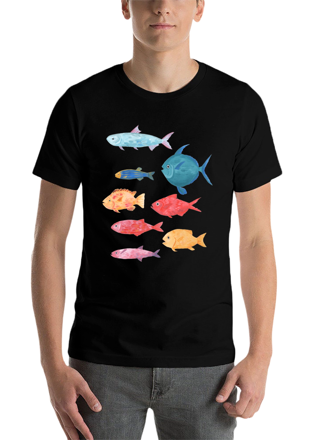 Black Fish Graphic Tee - Stylish Men's Black T-Shirt view 7
