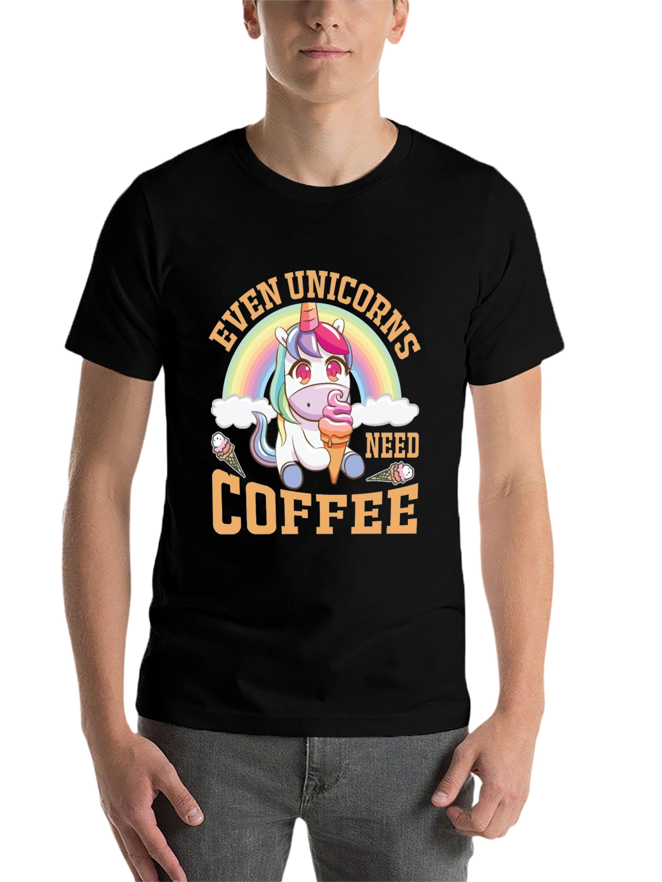 Black Unicorn Coffee T-Shirt: Even Unicorns Need Coffee view 7