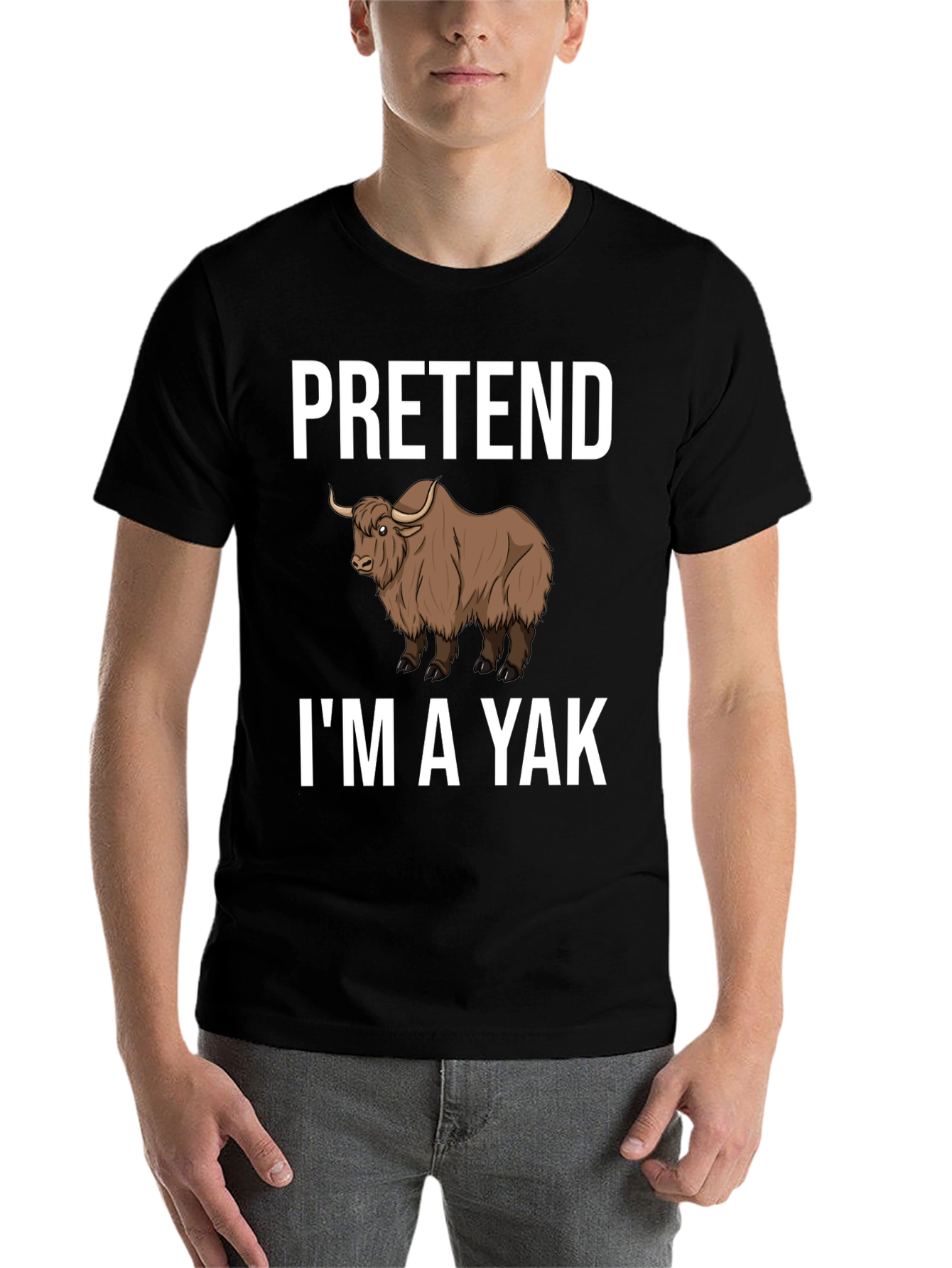 Black Pretend I'm a Yak Funny T-Shirt view 7
