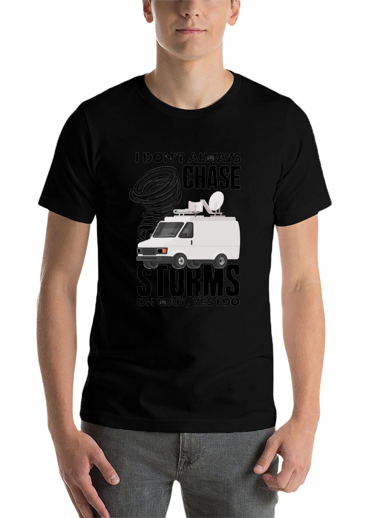 Black Storm Chaser T-Shirt - Funny Weather Van Tee view 7