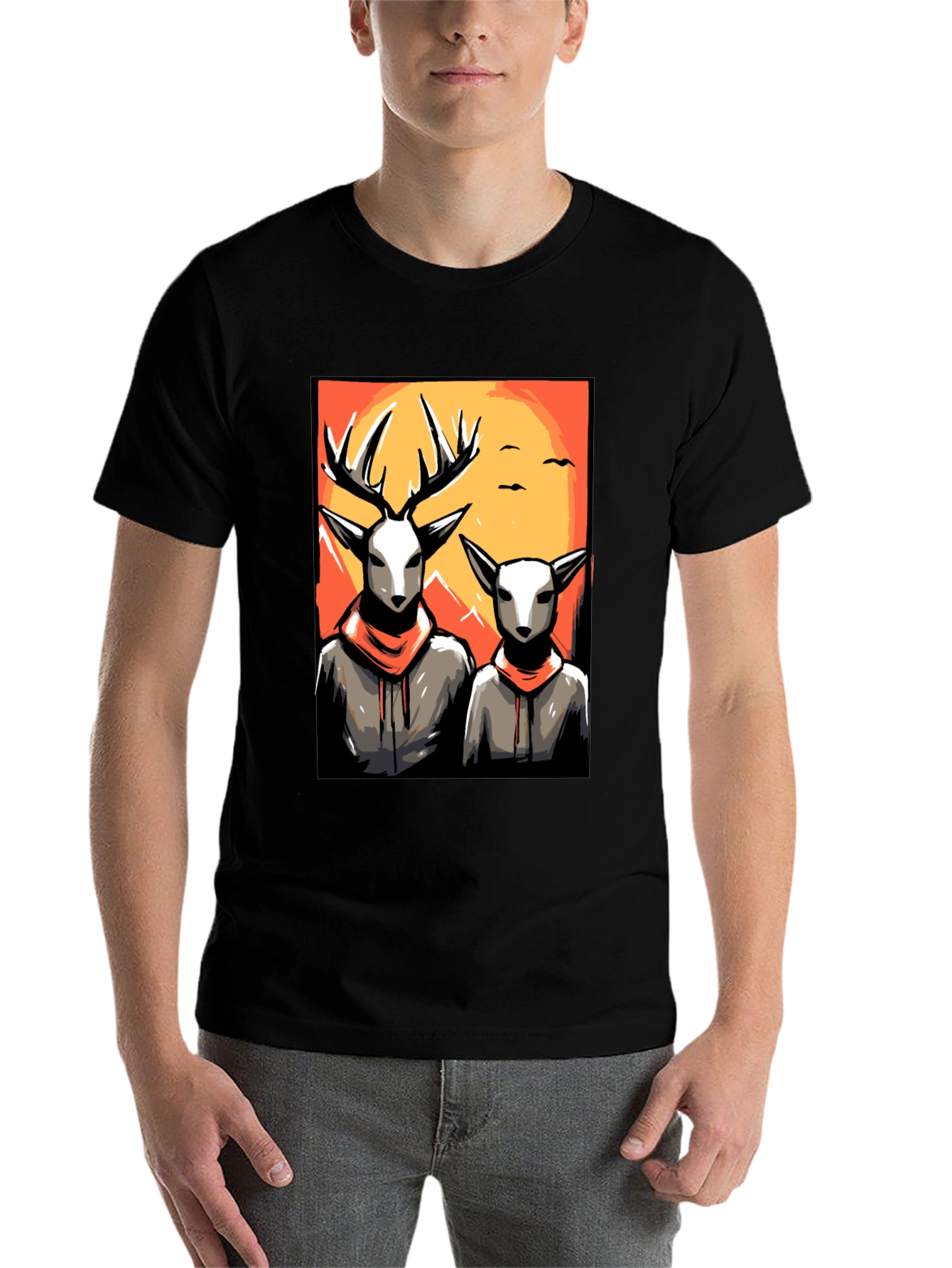 Black Deer Duo Graphic Tee - Cool Urban Style view 7