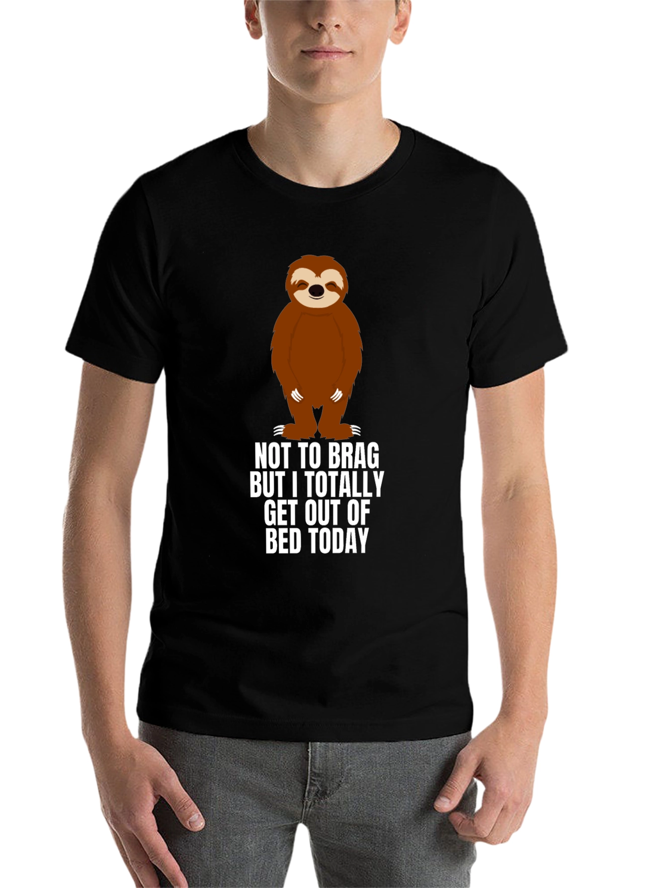 Black Sloth 'Out of Bed' Graphic T-Shirt view 7