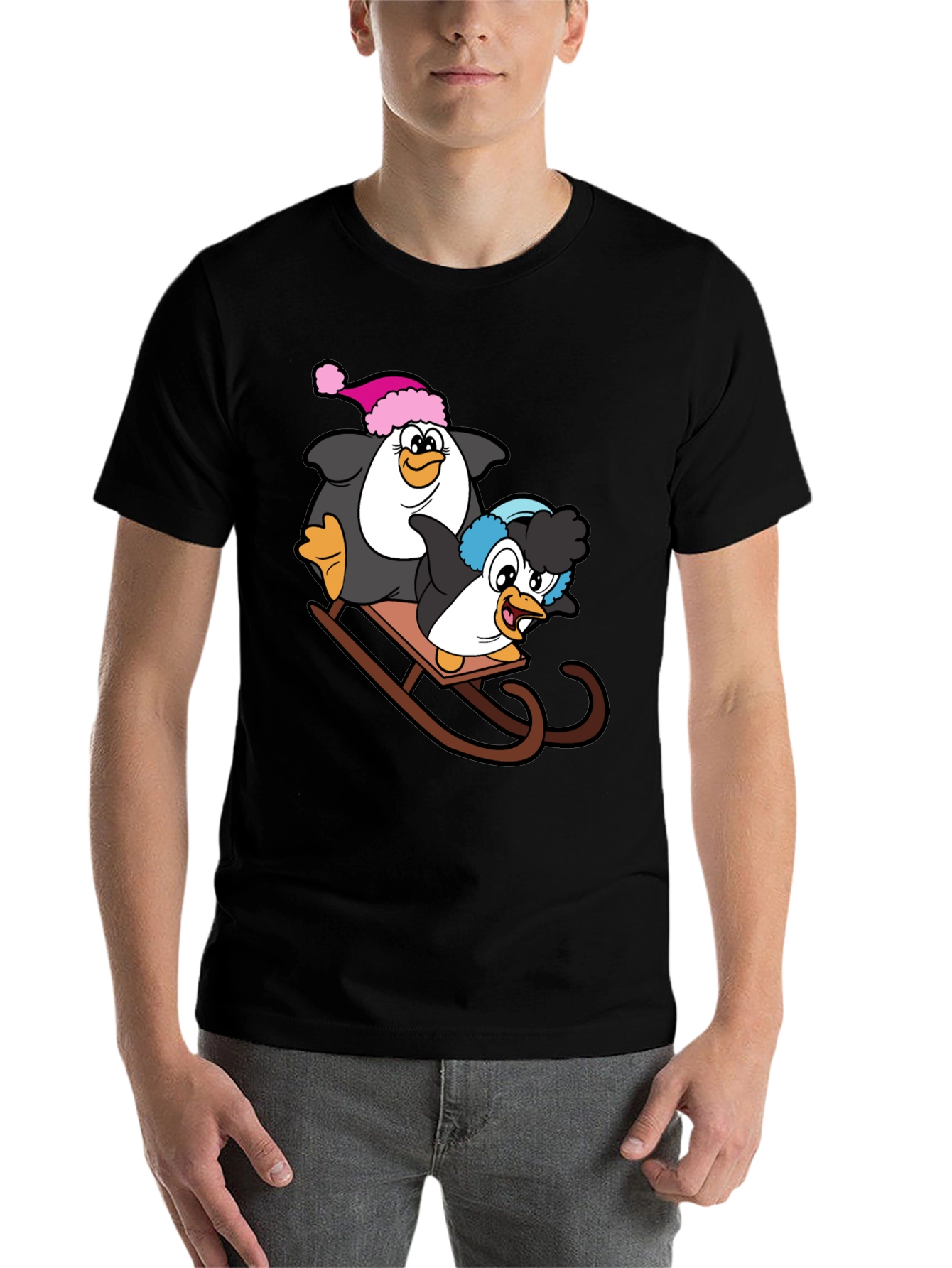 Black Penguin Sledding Graphic Tee view 7