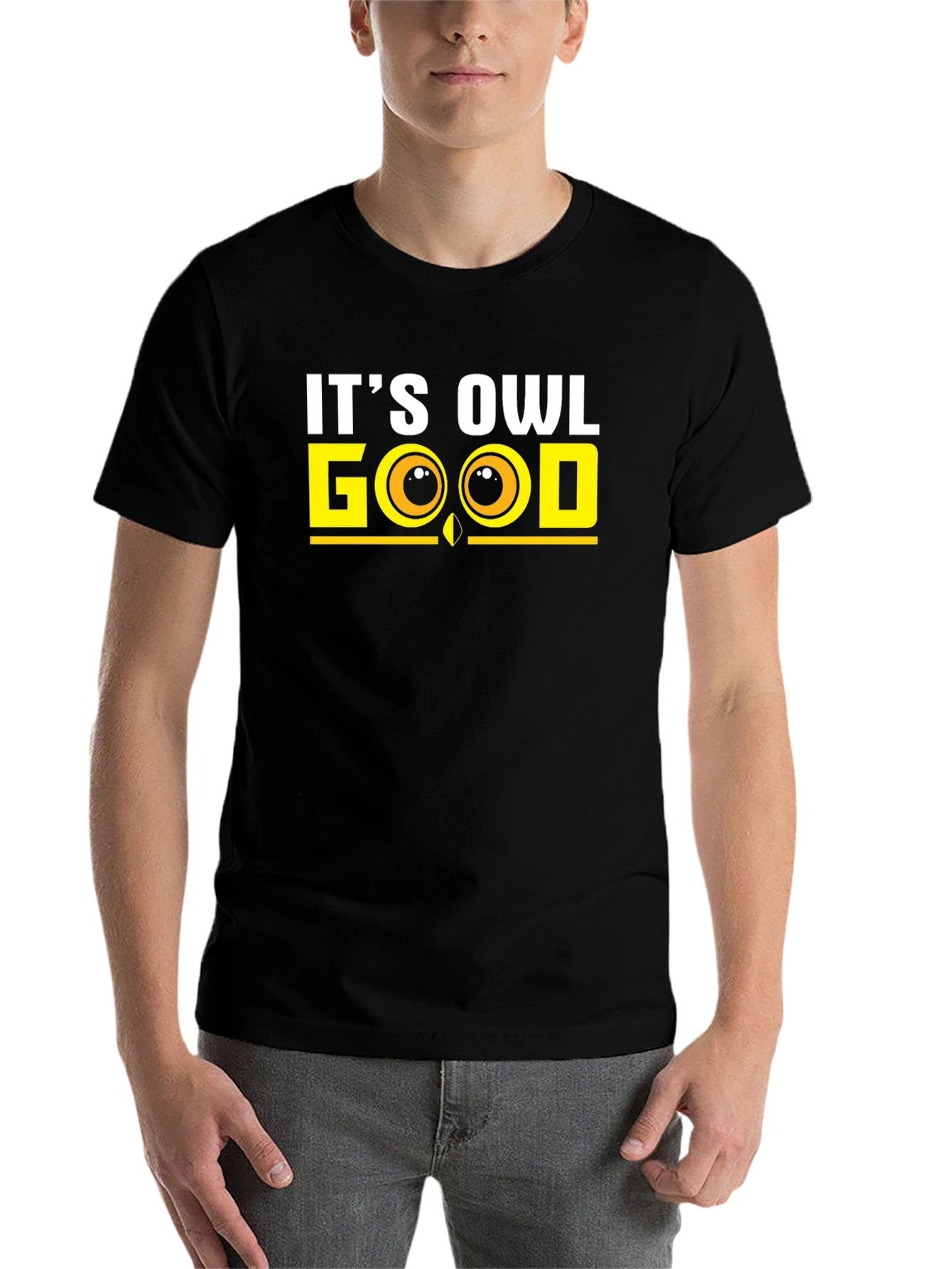 Black It's Owl Good T-Shirt, Funny Graphic Tee view 7