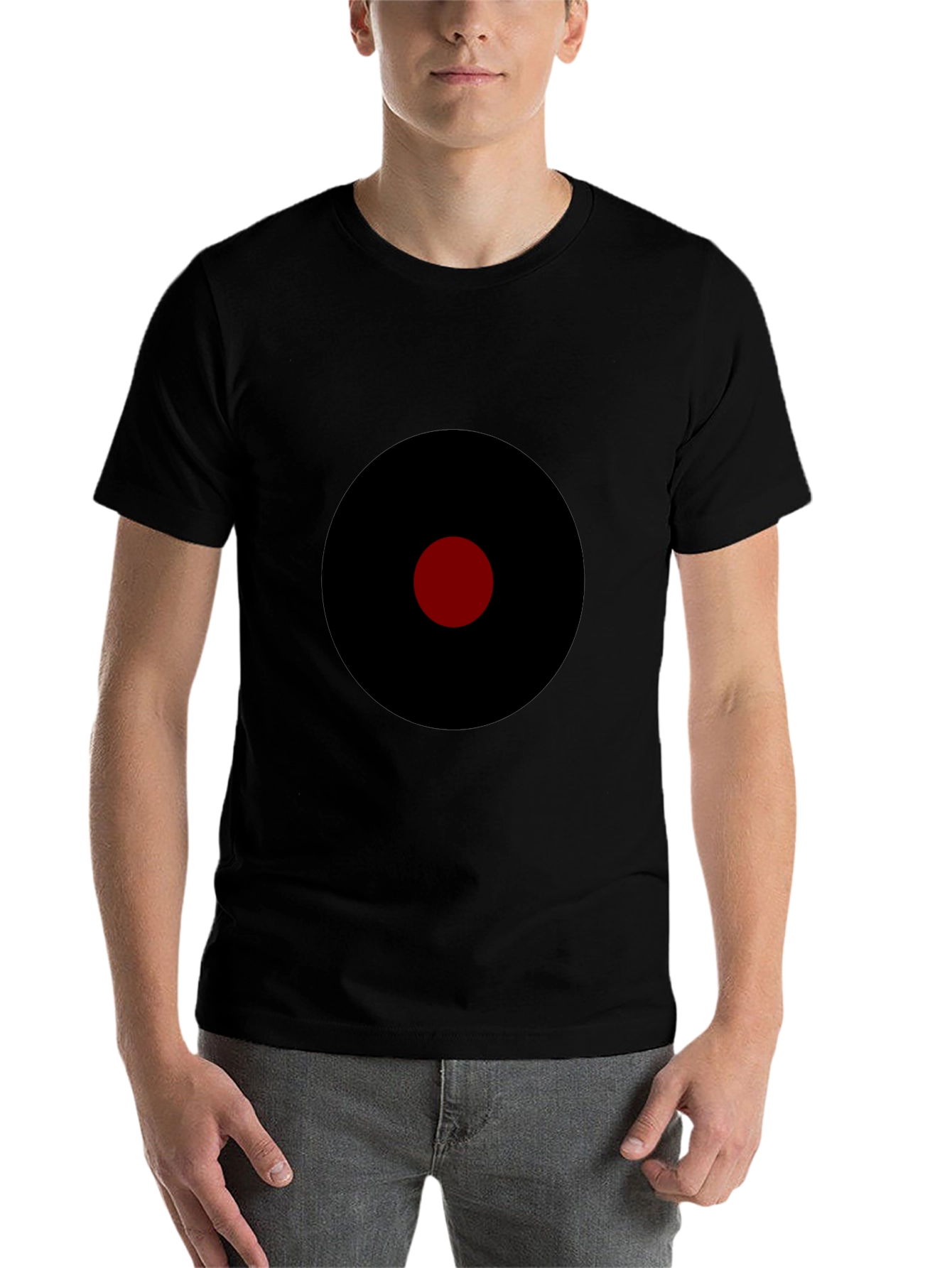 Black Men's Black T-Shirt with Target Graphic view 7